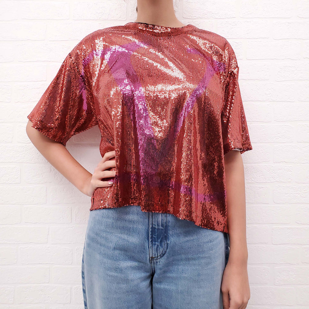 VALENTINO SEQUIN LOGO TOP - SIZE S