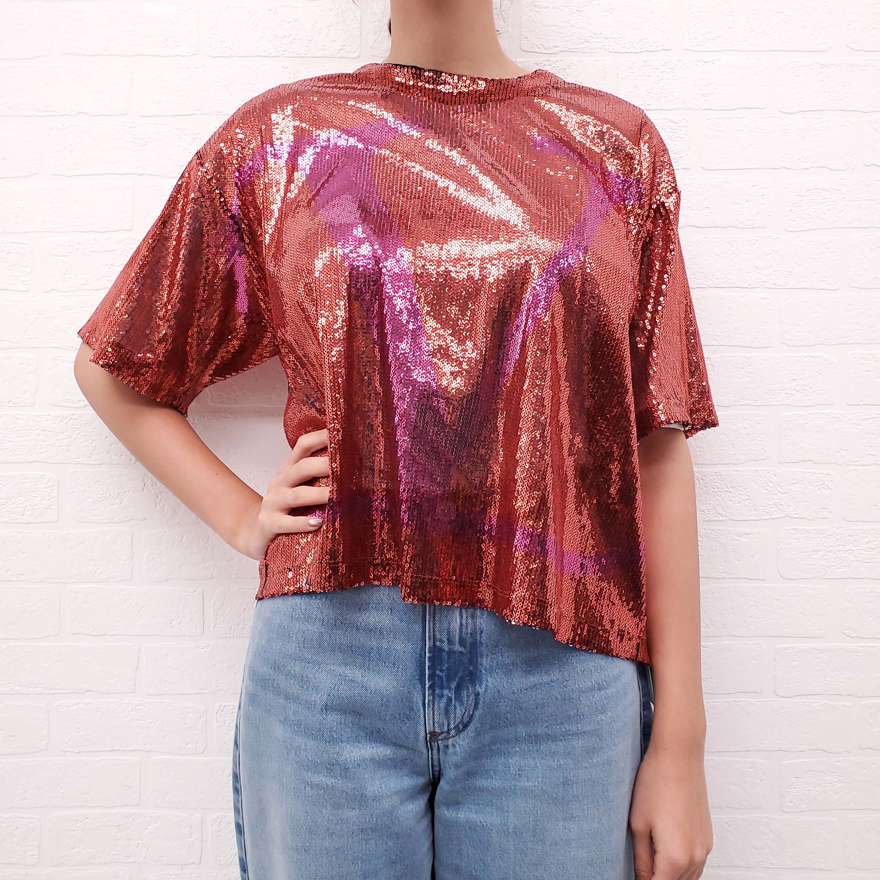 VALENTINO SEQUIN LOGO TOP - SIZE S