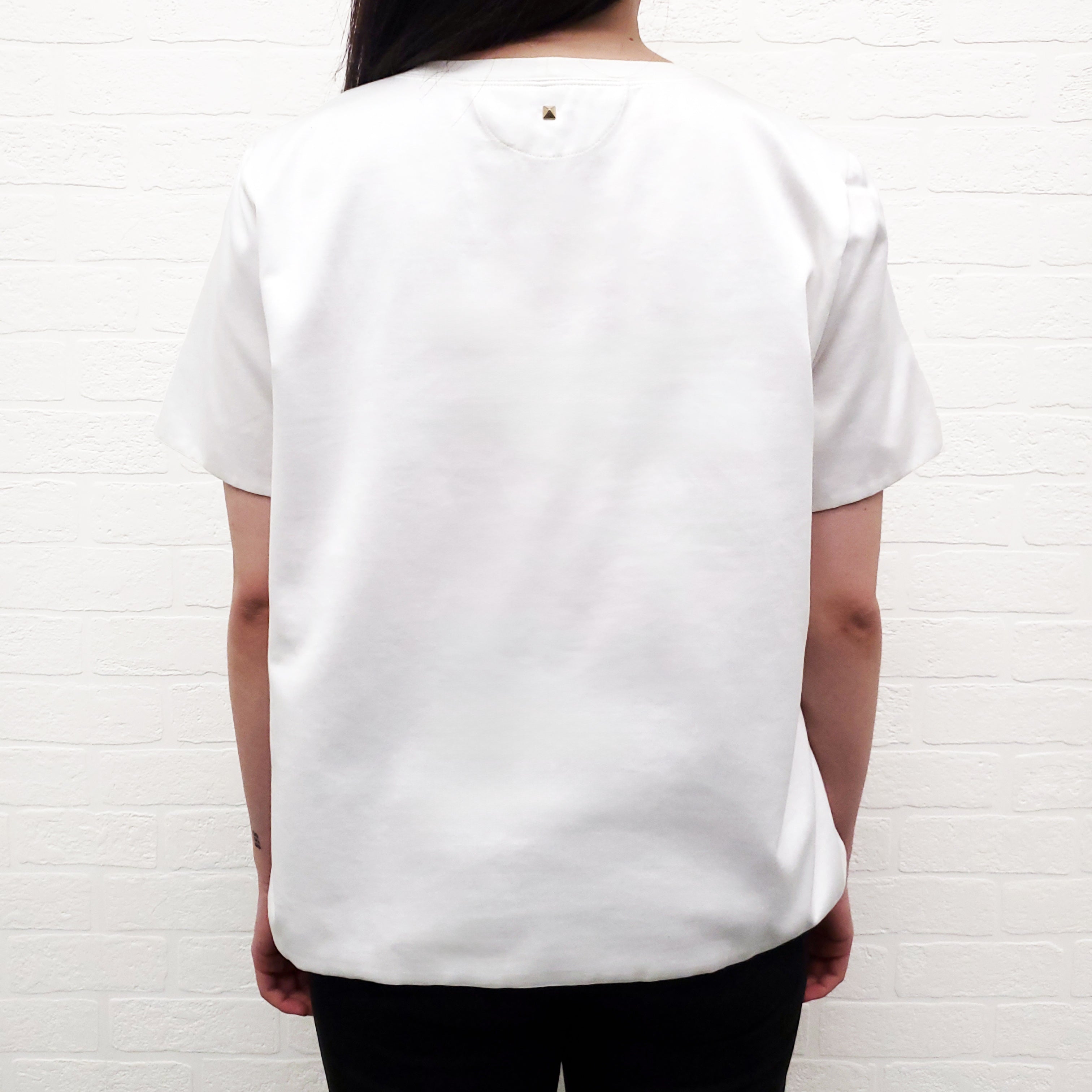 VALENTINO WHITE T-SHIRT WITH ROCKSTUD DETAIL - SIZE L