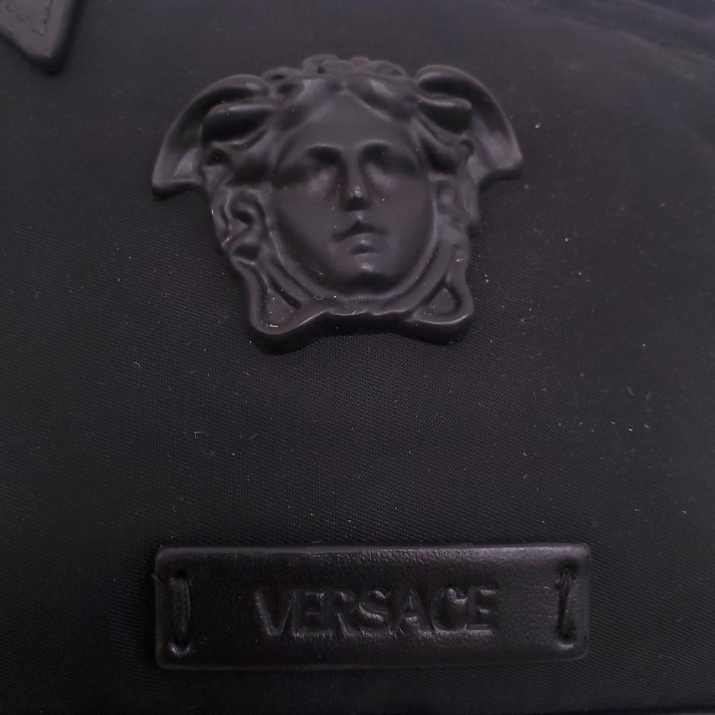 VERSACE BLACK MEDUSA EMBLEM MESSENGER BAG