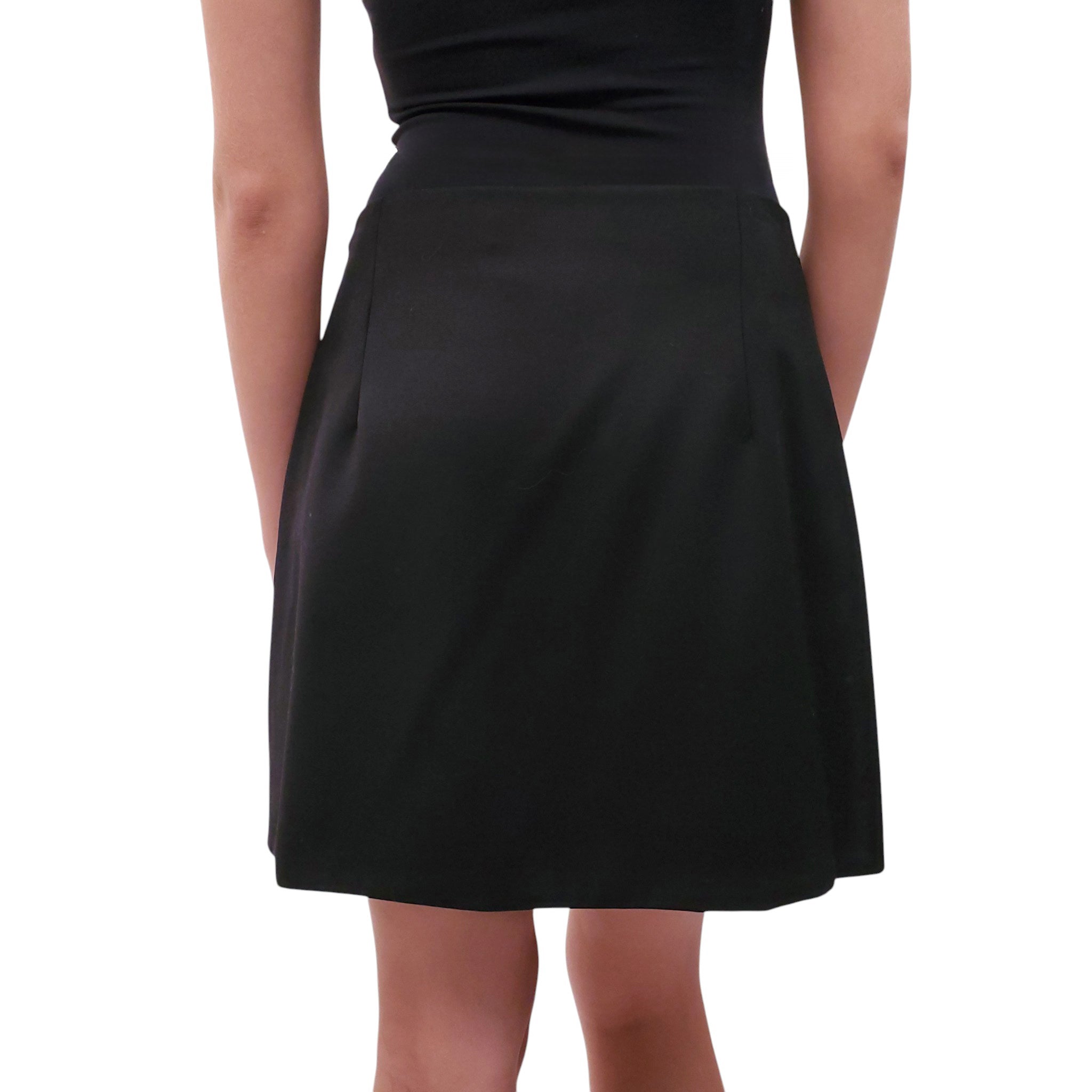 VERSACE BLACK MEDUSA SAFETY PIN SKIRT - SIZE 46