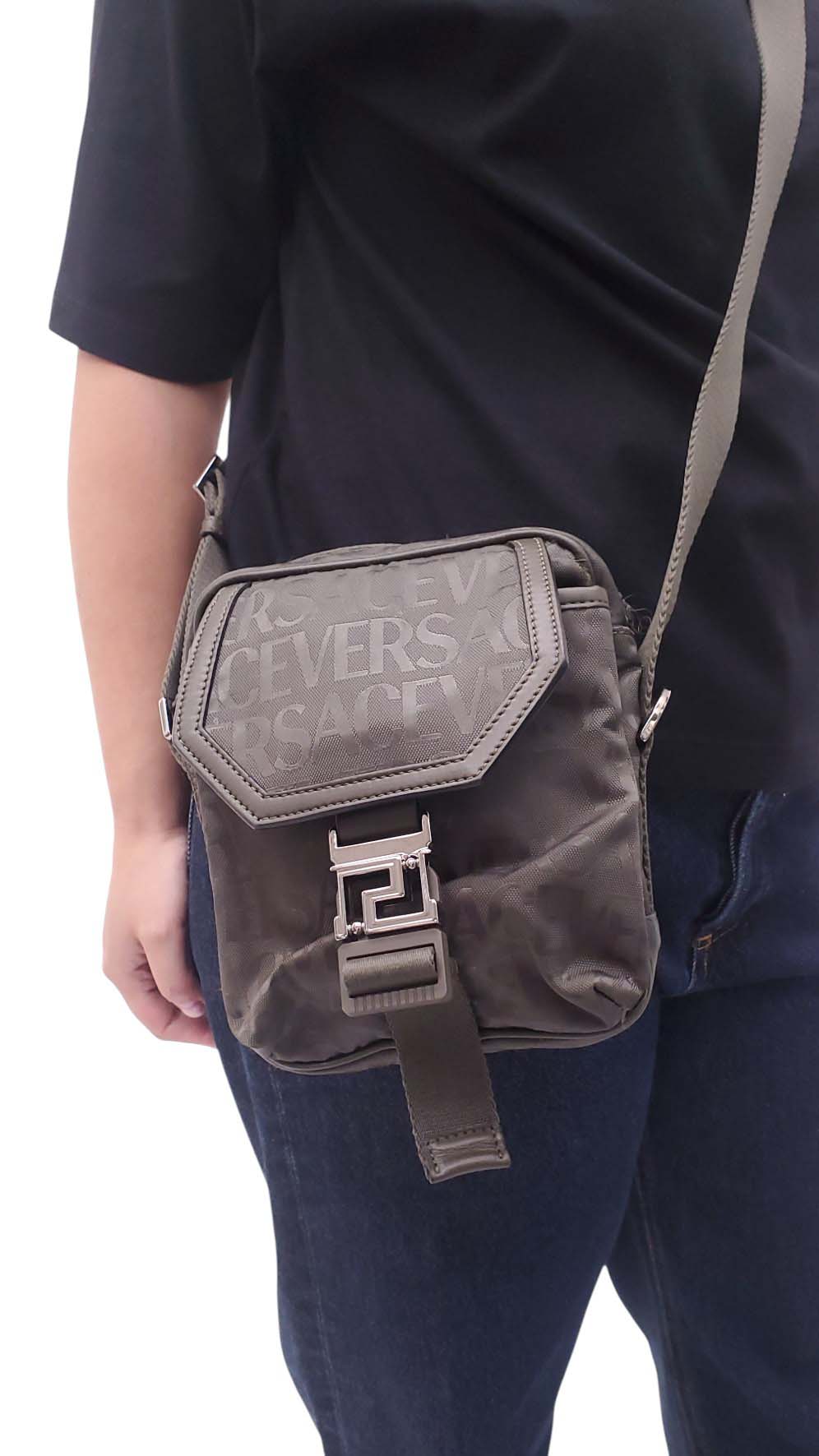 VERSACE GREEN MONOGRAM CROSSBODY BAG