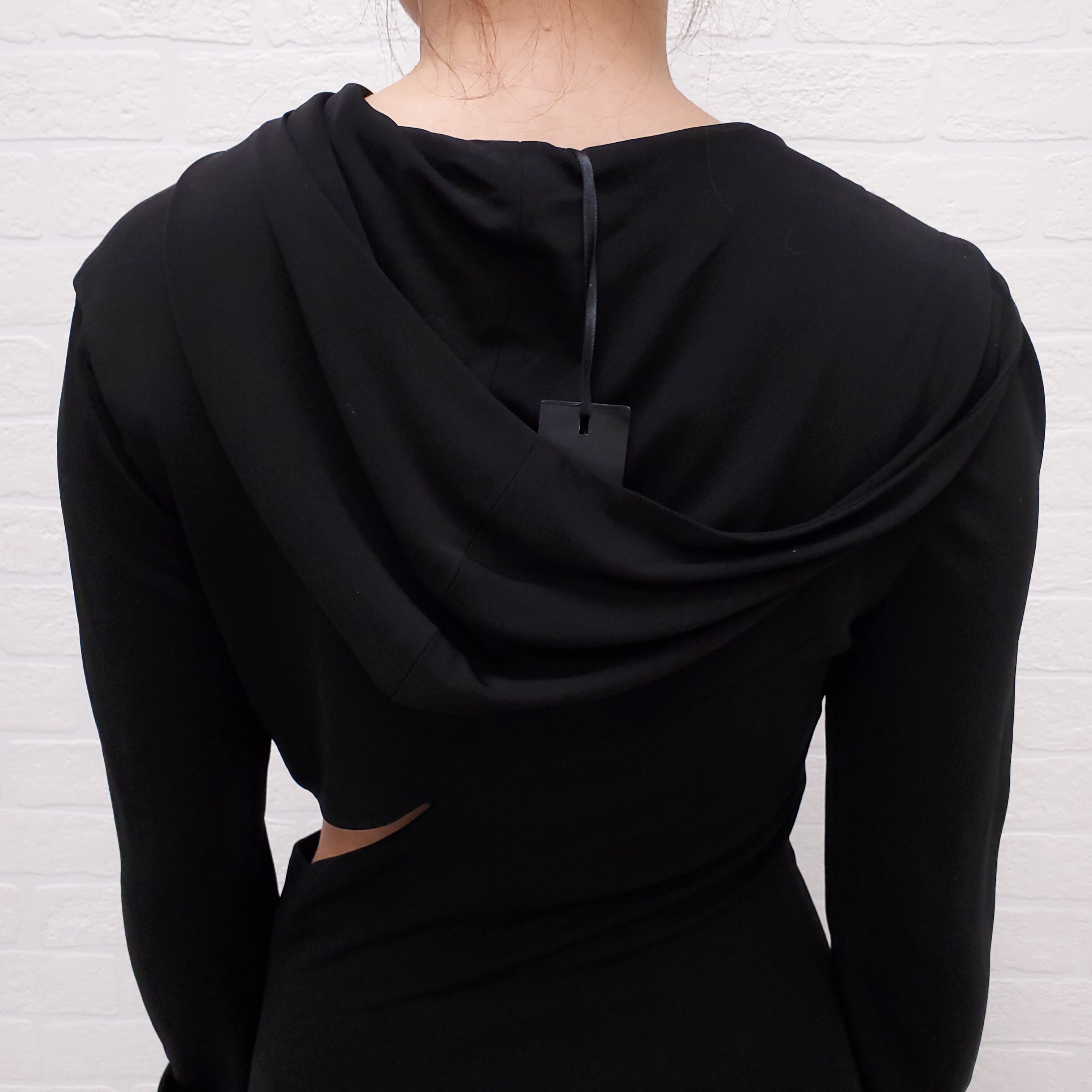 VERSACE HOODED DRESS WITH CUTOUT DETAIL - SIZE 44