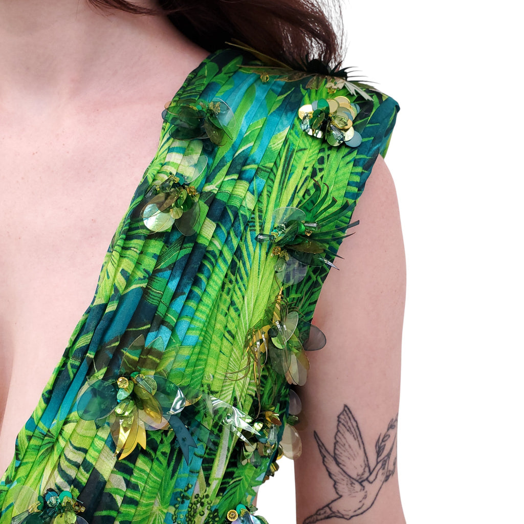 VERSACE RUNWAY SS20 JUNGLE PRINT GOWN - SIZE 38