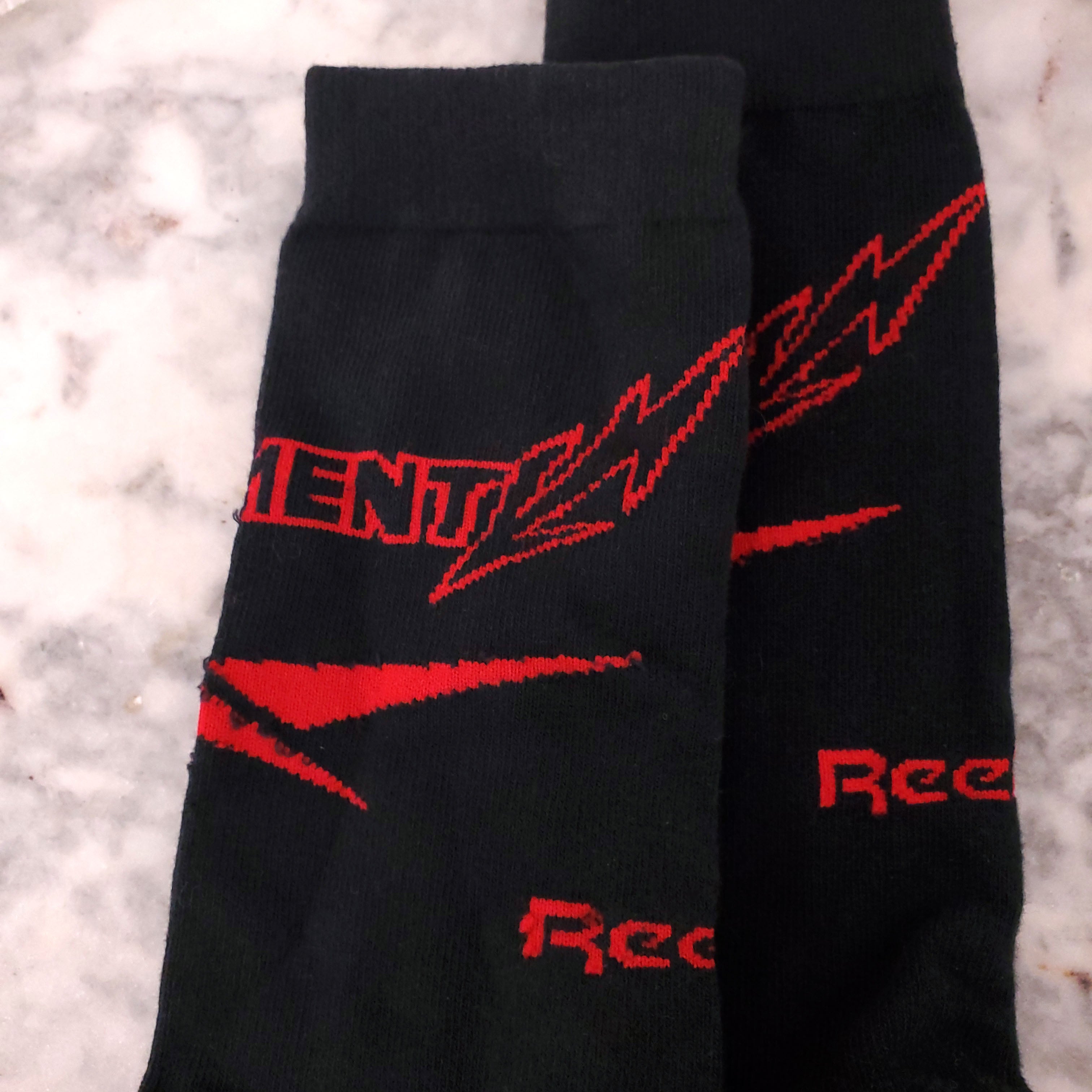 VETEMENTS X REEBOK BLACK SOCKS WITH RED LOGO