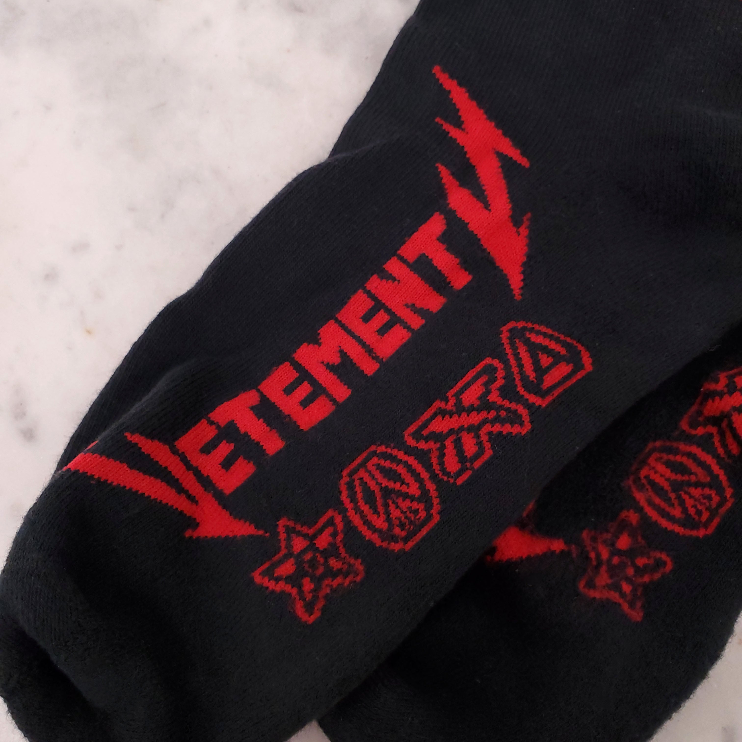 VETEMENTS X REEBOK BLACK SOCKS WITH RED LOGO