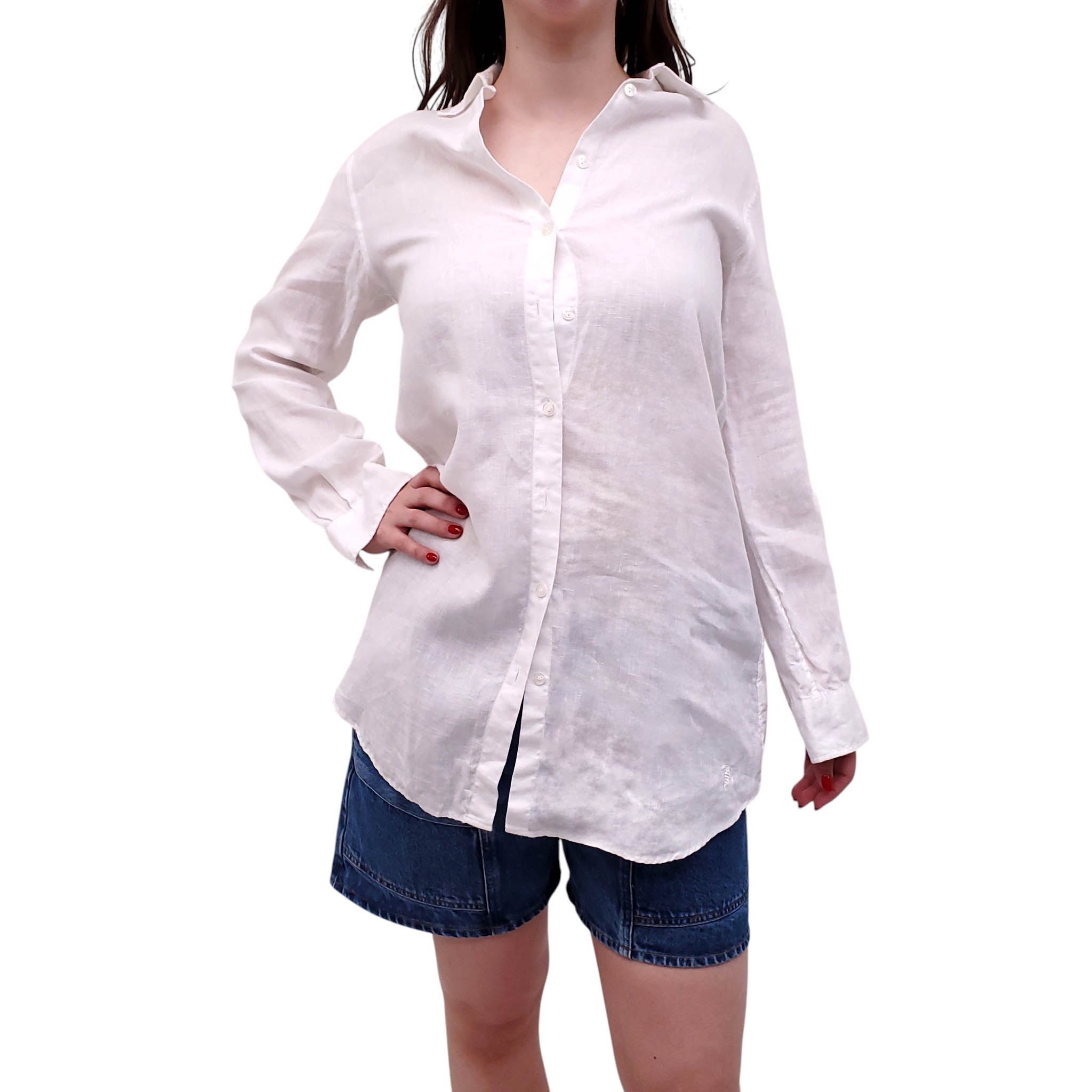VILEBREQUIN WHITE LINEN COVER UP SHIRT - SIZE S