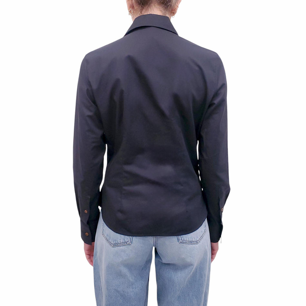 VIVIENNE WESTWOOD BLACK BUTTON-UP SHIRT WITH LOGO DETAIL - SIZE 42