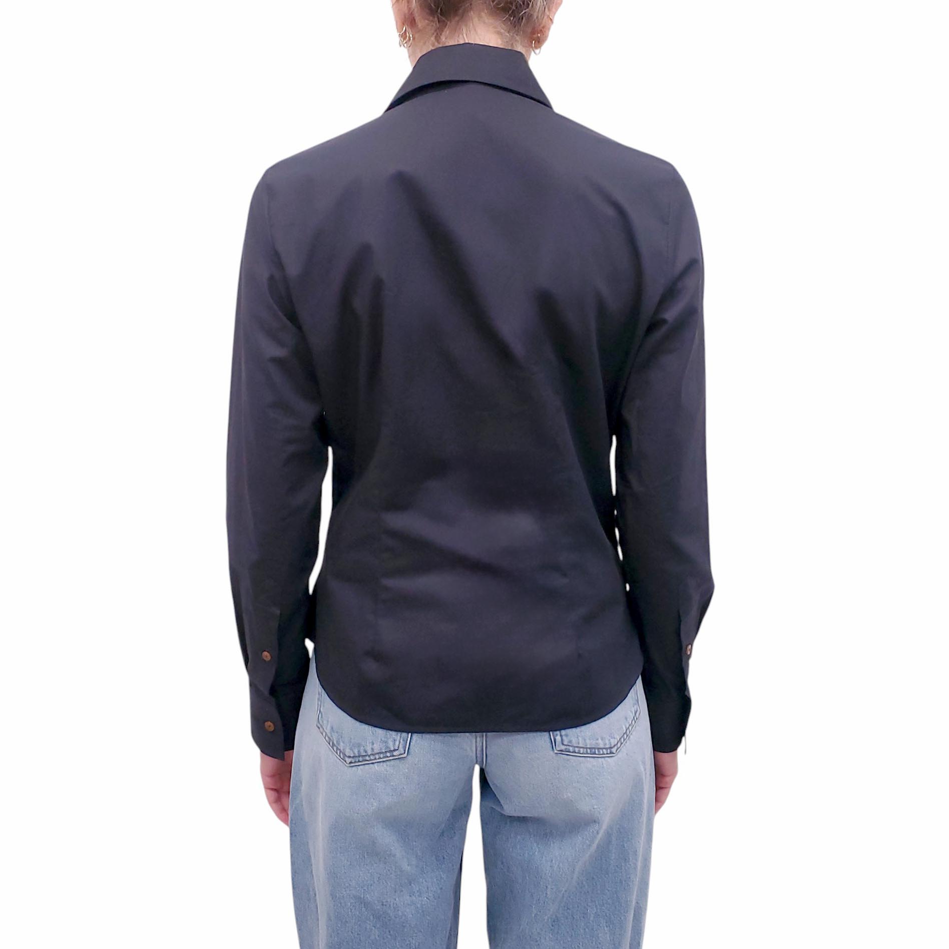 VIVIENNE WESTWOOD BLACK BUTTON-UP SHIRT WITH LOGO DETAIL - SIZE 42