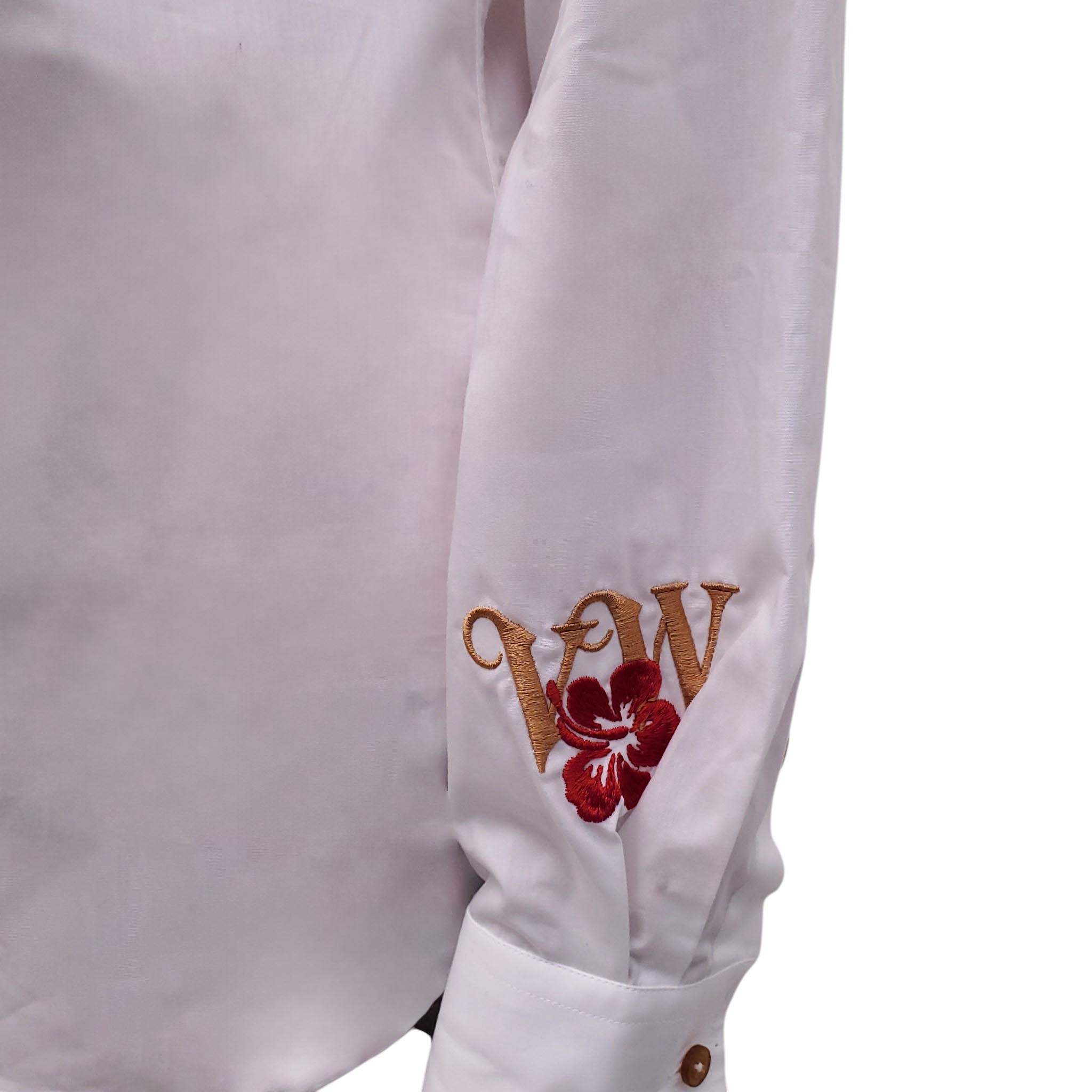 VIVIENNE WESTWOOD WHITE EMBROIDERED SHIRT - MEN'S SIZE S