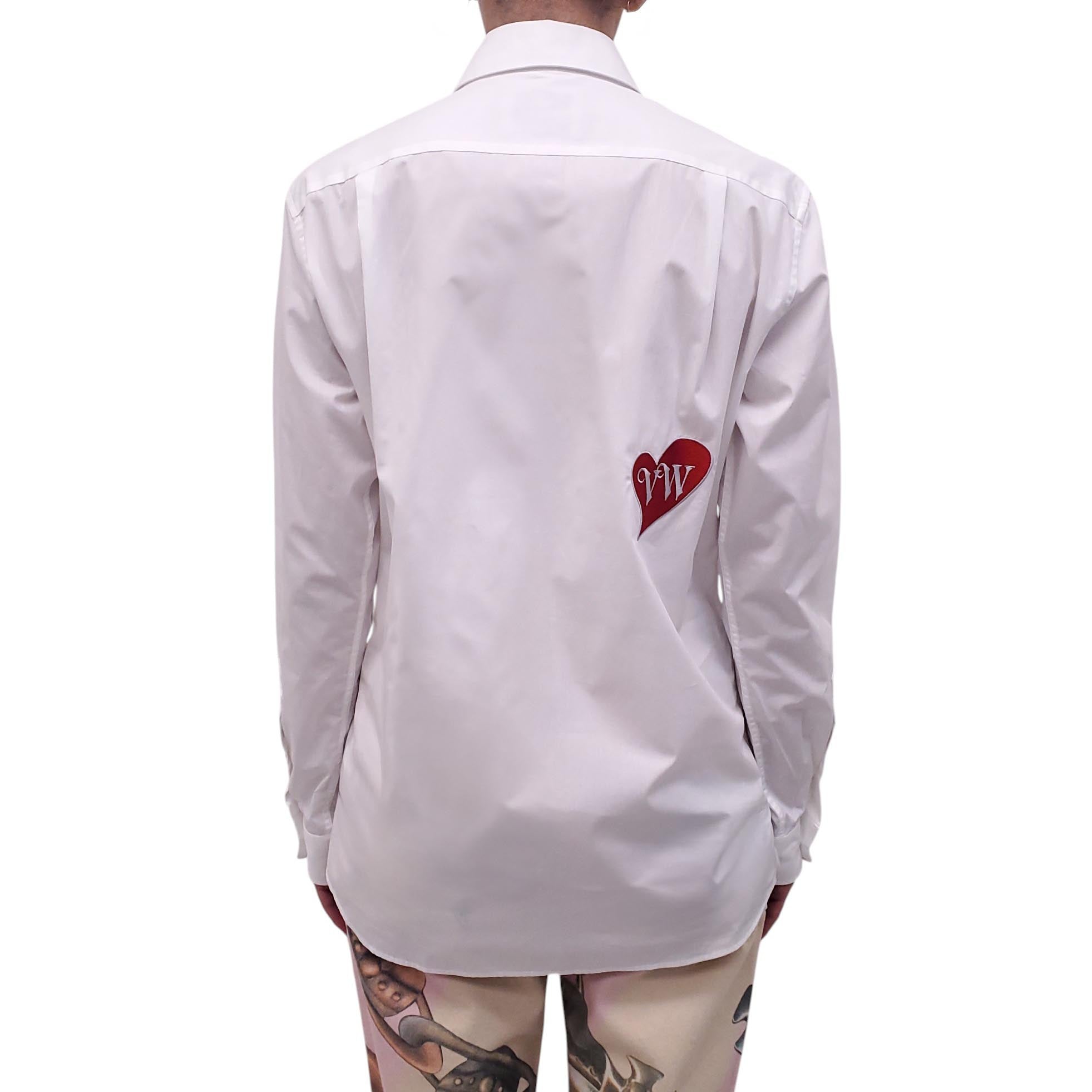 VIVIENNE WESTWOOD WHITE EMBROIDERED SHIRT - MEN'S SIZE S