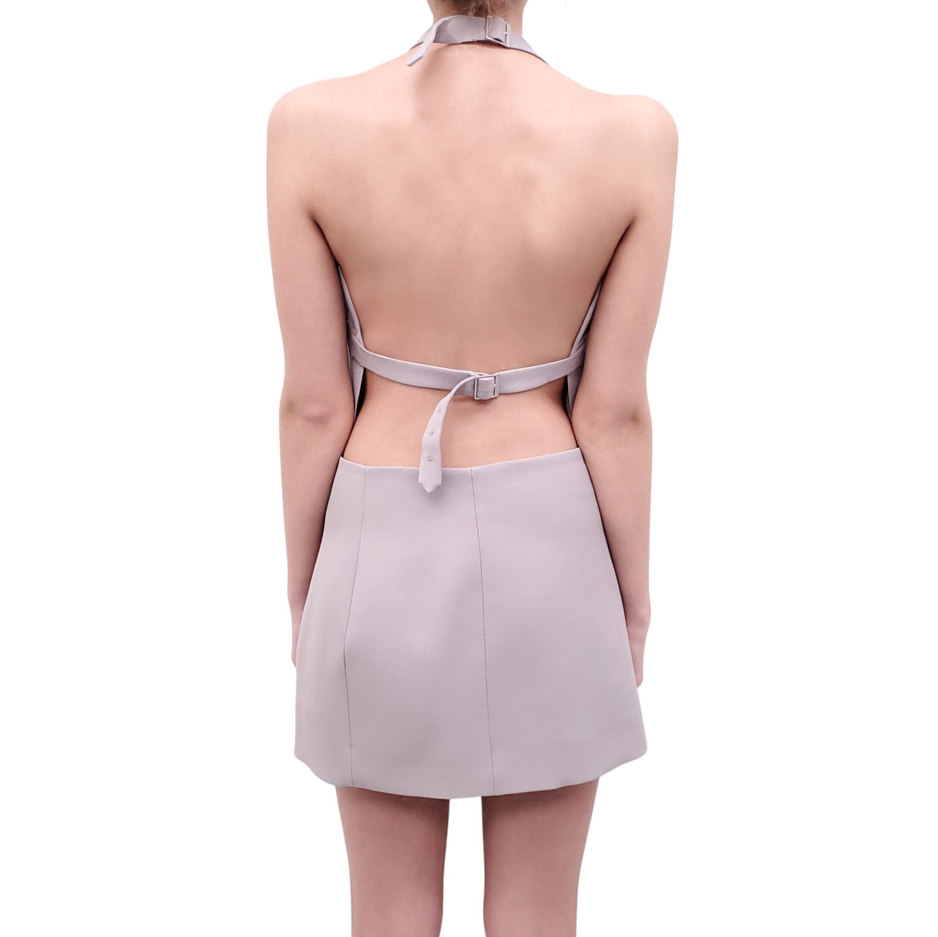 WARDROBE.NYC GREY MINI SKIRT SET WITH VEST - SIZE L