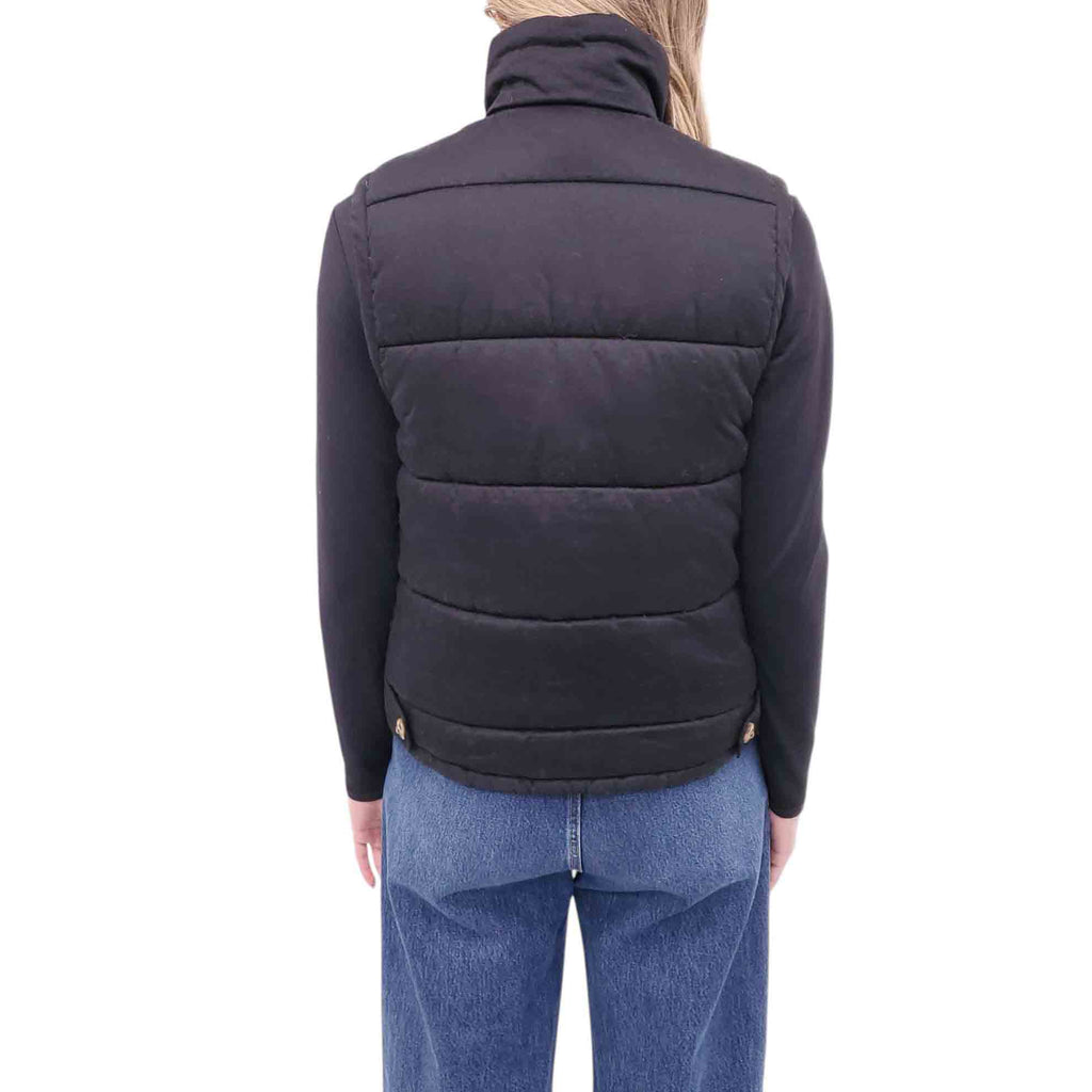 XIRENA BLACK REVERSIBLE VEST WITH FLORAL LINING - SIZE XS