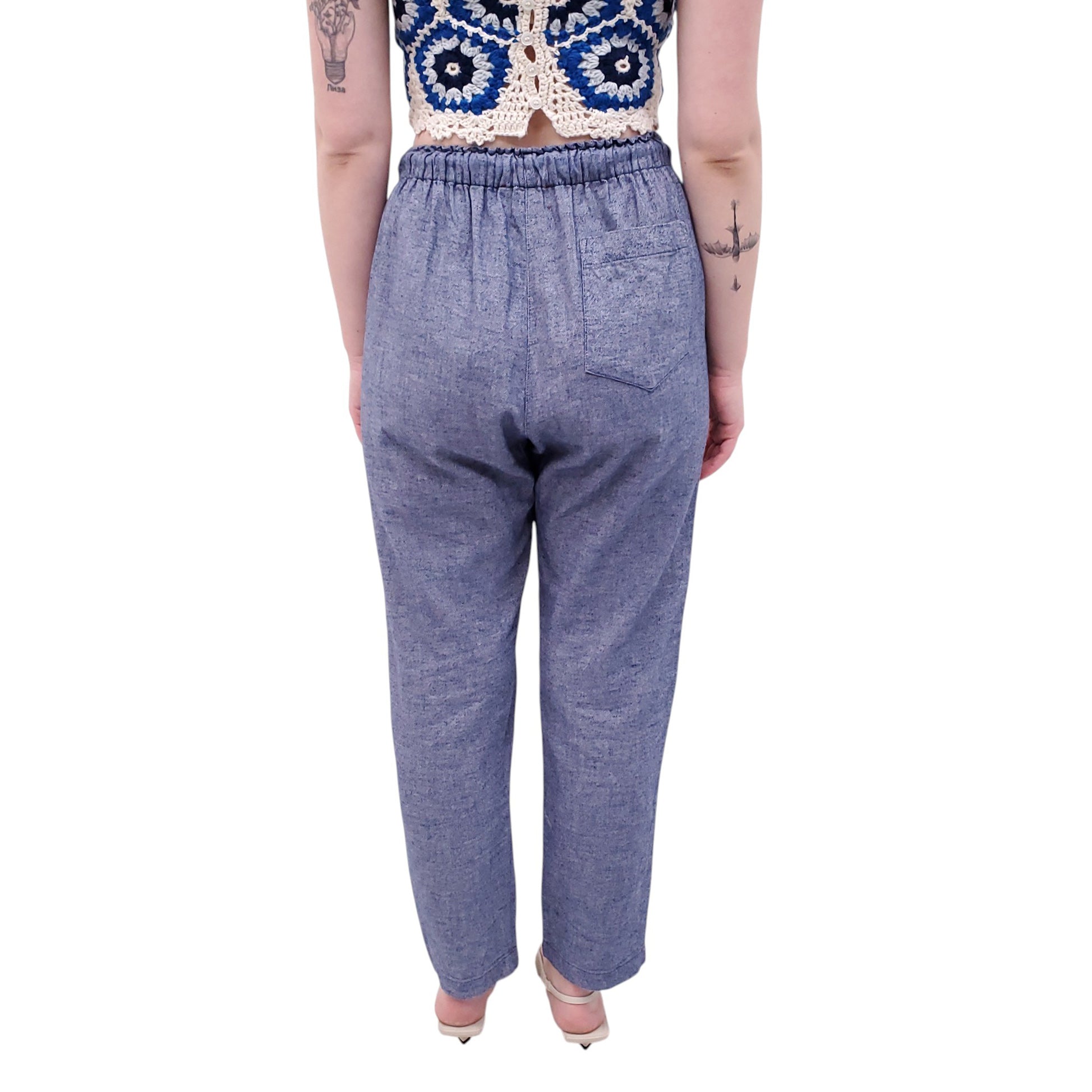 XIRENA DENIM-EFFECT COTTON PANTS - SIZE S