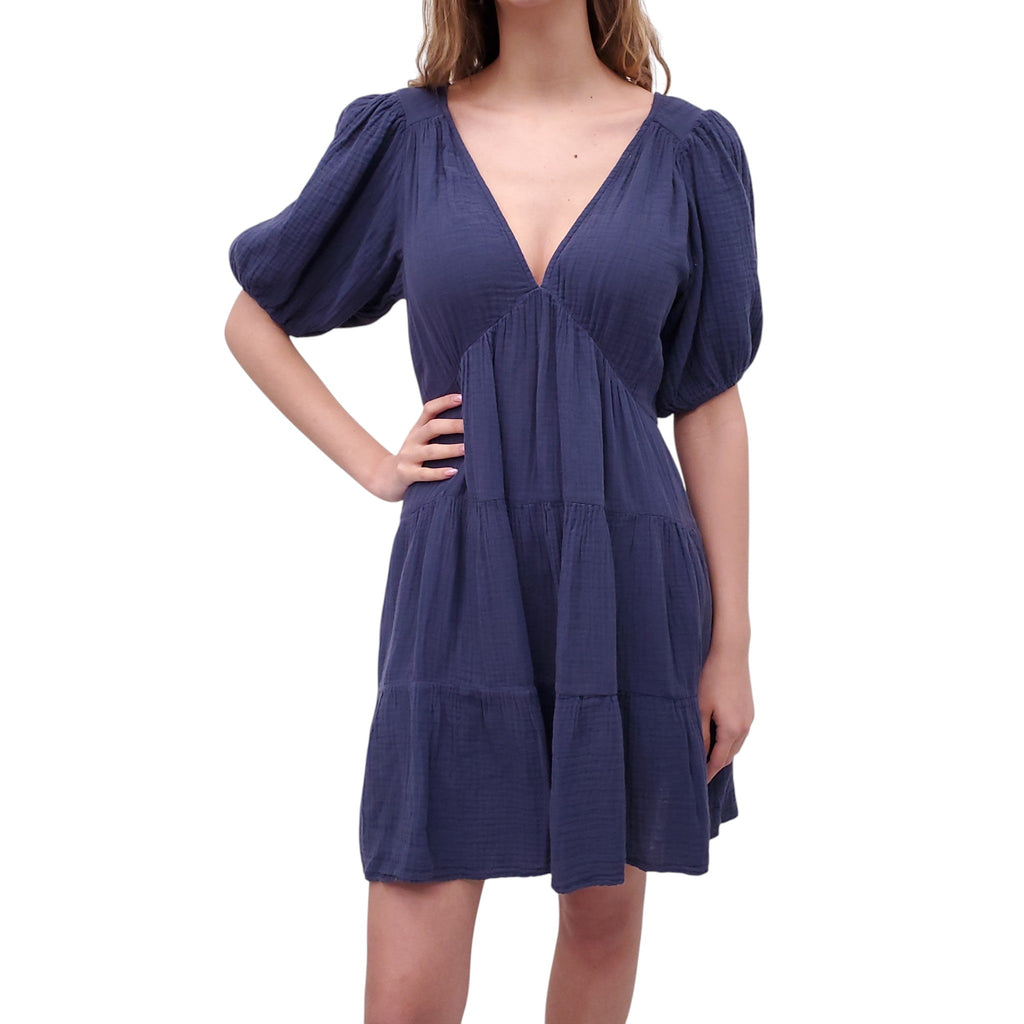 XIRENA NAVY BLUE GAUZE BABYDOLL DRESS - SIZE M