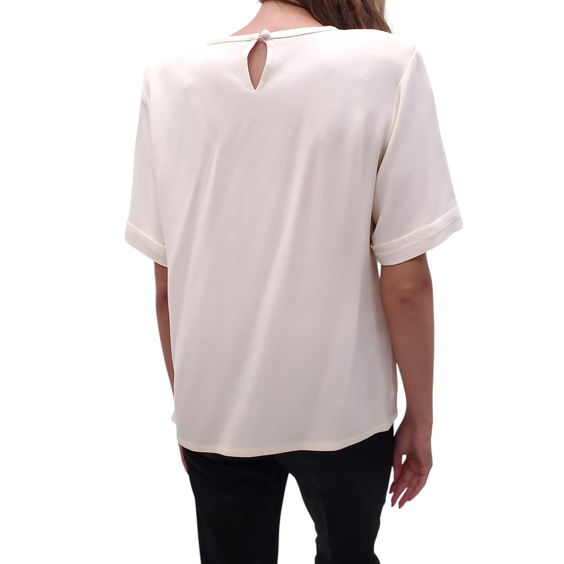 YVES SAINT LAURENT RIVE GAUCHE CREAM SILK BLOUSE - SIZE M