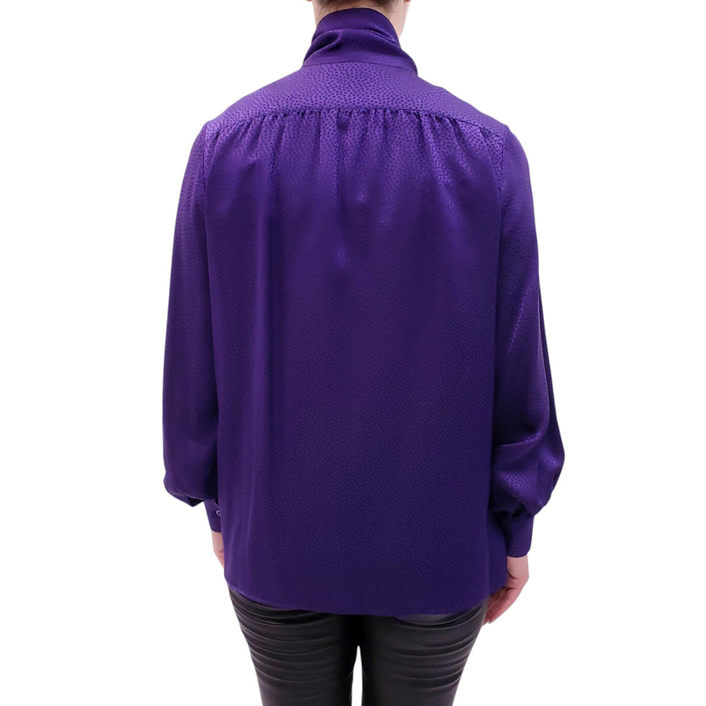 YVES SAINT LAURENT RIVE GAUCHE PURPLE SILK BLOUSE - SIZE S