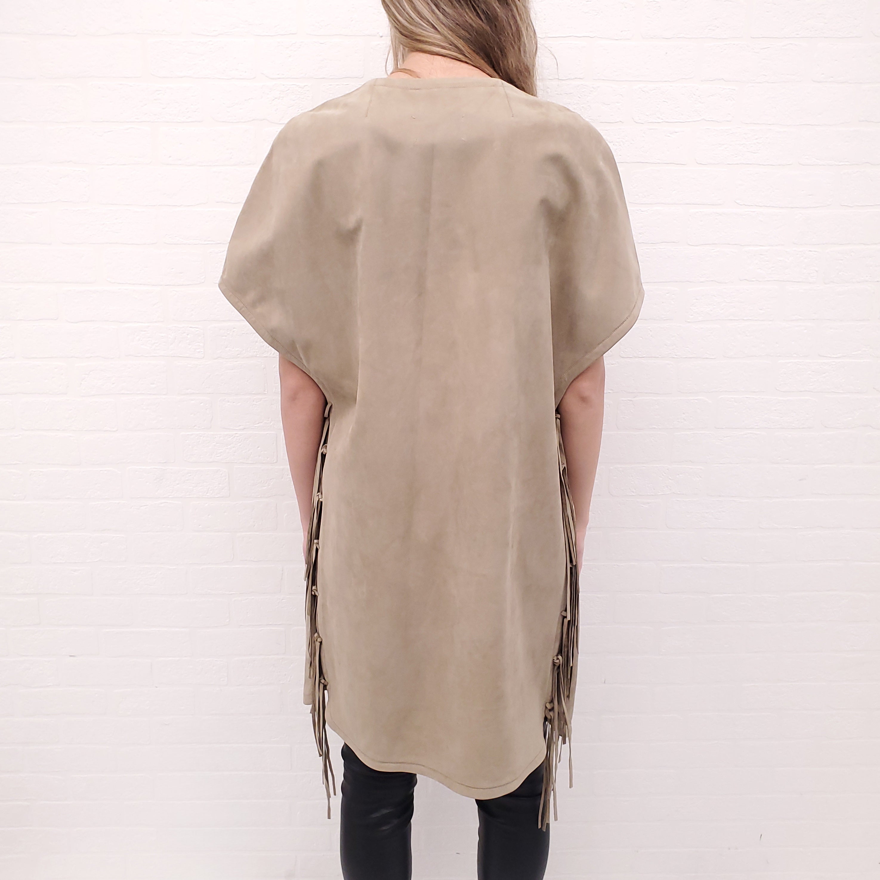 YVES SALOMON KHAKI SUEDE VEST - SIZE 40