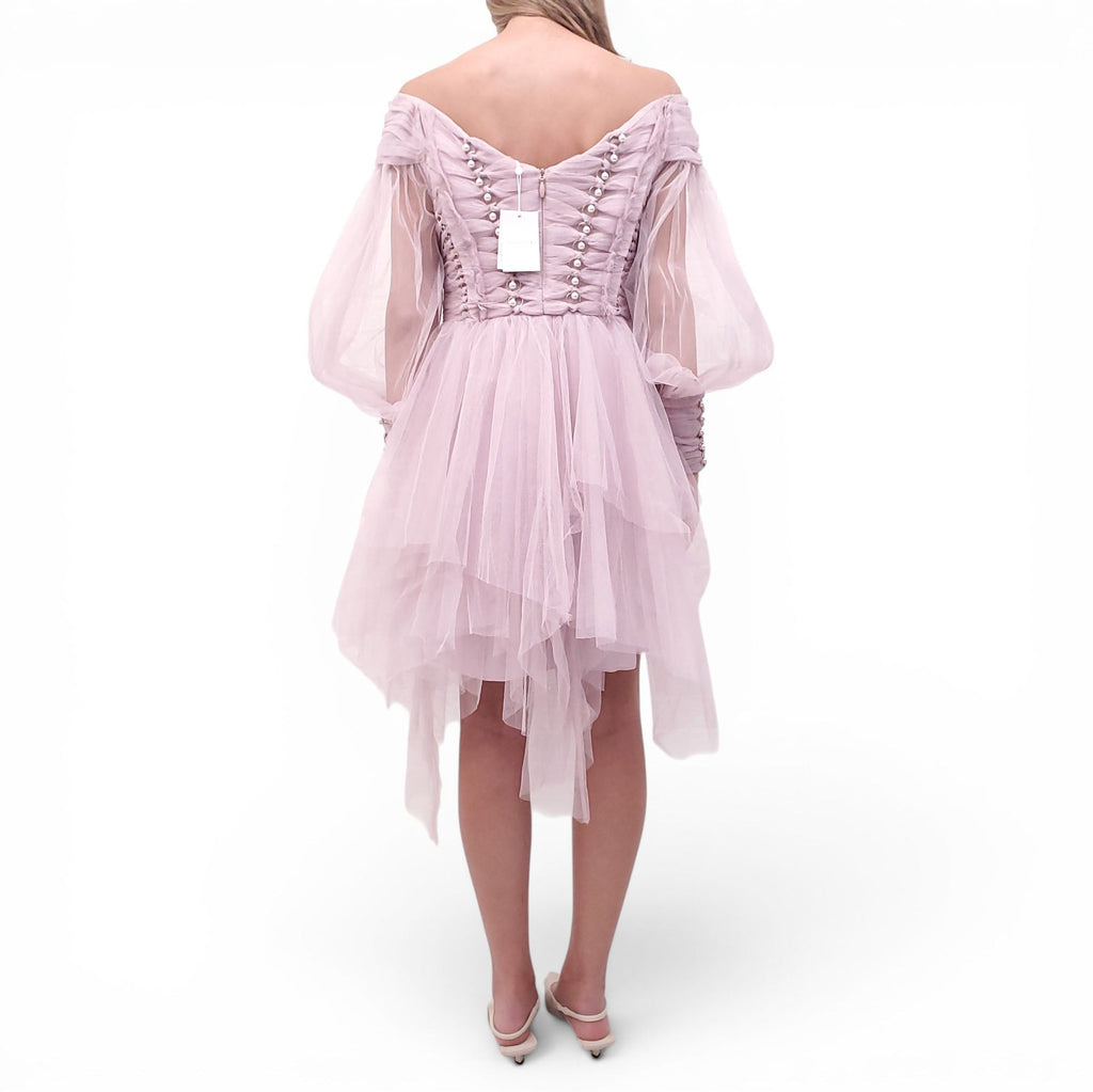 ZIMMERMANN LAVENDER TULLE 'RHYTHMIC TRIM MINI' DRESS - SIZE 3 (US 10)