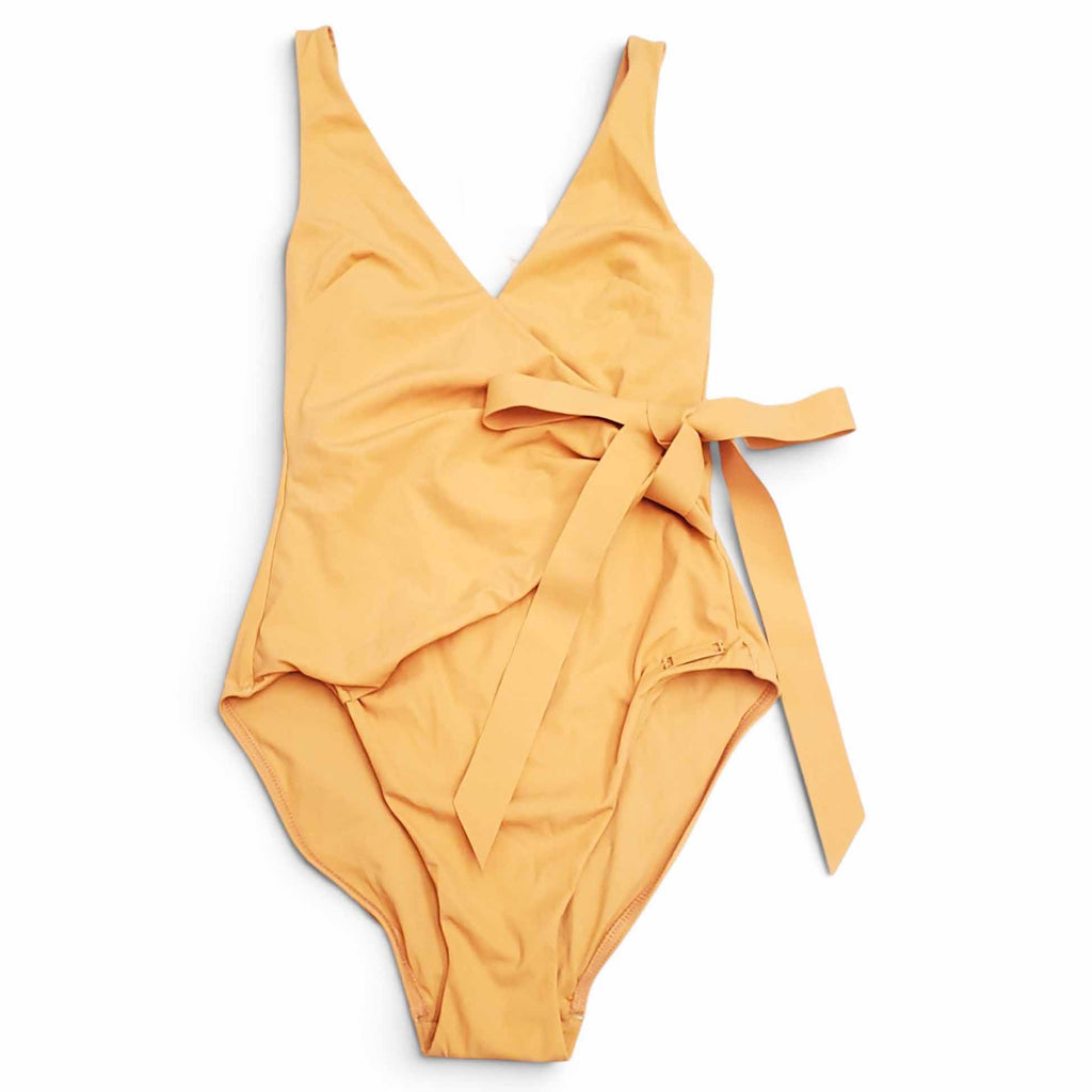 ZIMMERMANN MUSTARD 'SEPARATES SCULPT WRAP TIE' ONE-PIECE SWIMSUIT - SIZE 0 (US 4)