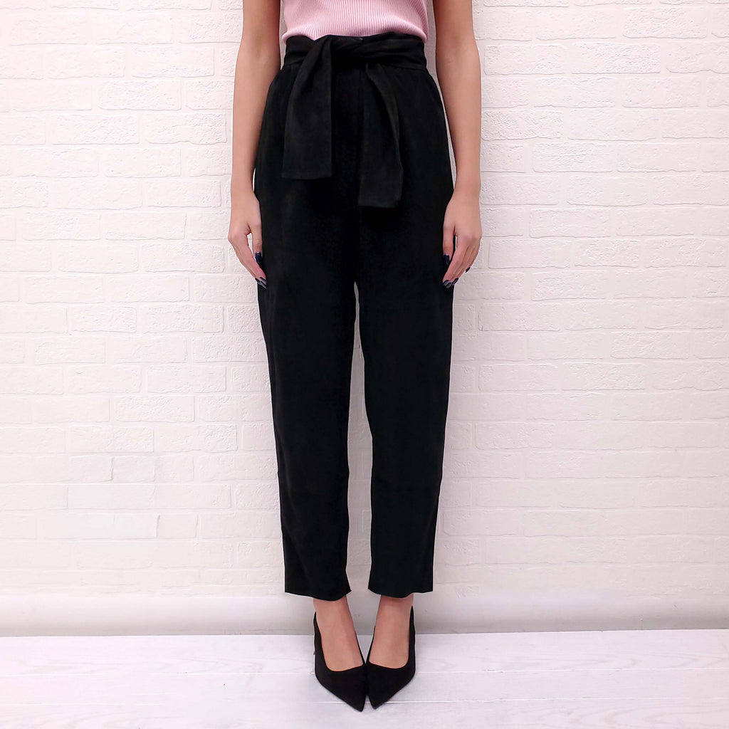ZIMMERMANN SUEDE LEATHER HIGH-RISE WAIST PANTS WITH BELT - SIZE 1