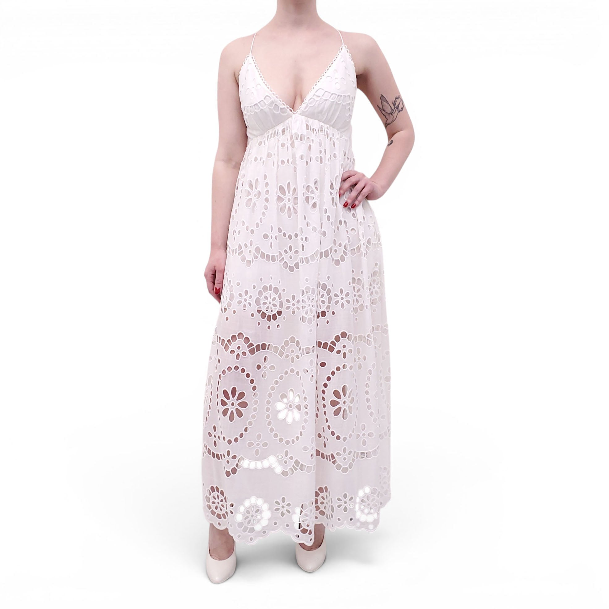 ZIMMERMANN WHITE EYELET MAXI DRESS - SIZE 1 (US 6)