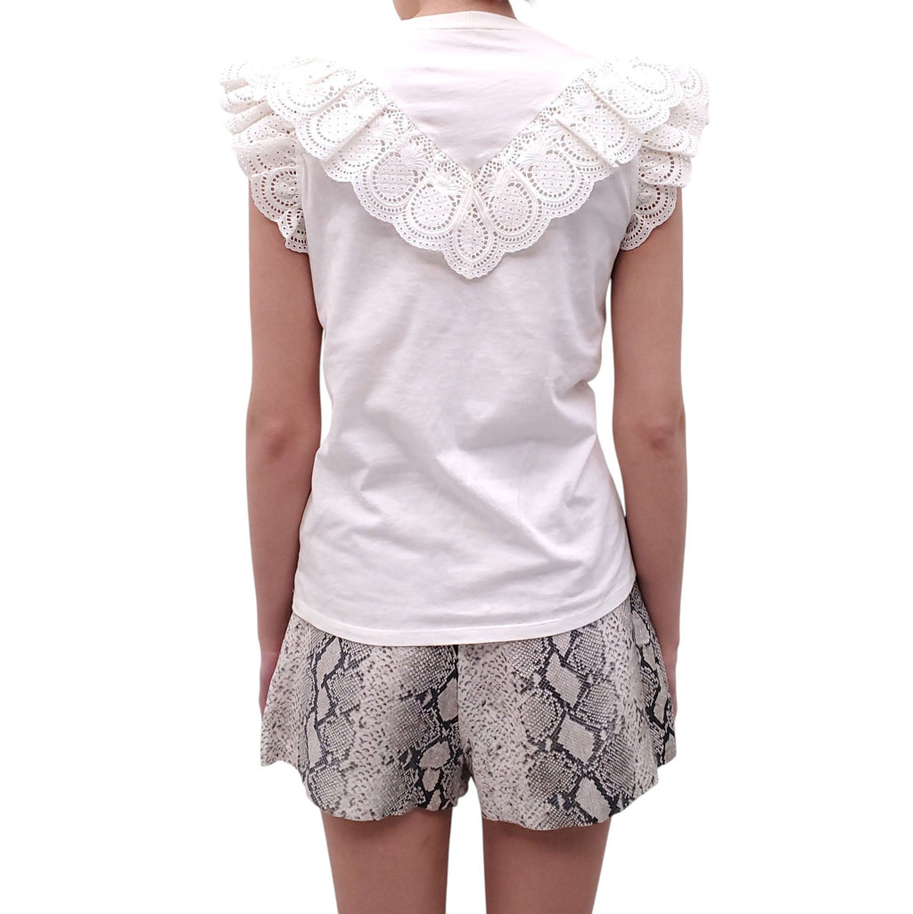 ZIMMERMANN WHITE T-SHIRT WITH EYELET DETAILS - SIZE 0 (US 4)