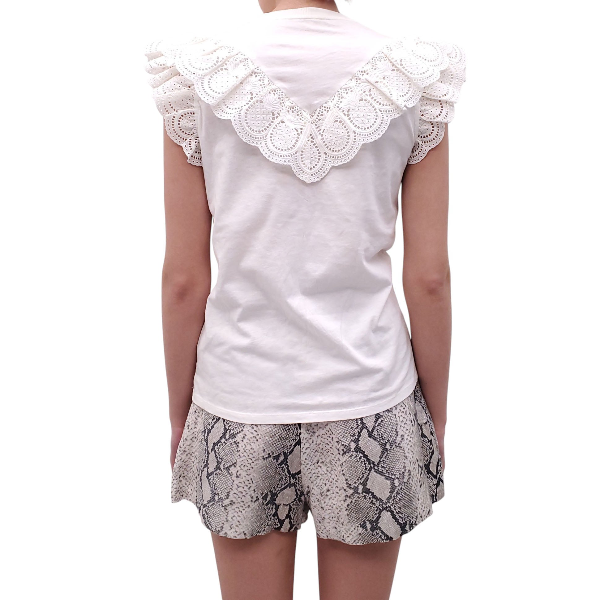 ZIMMERMANN WHITE T-SHIRT WITH EYELET DETAILS - SIZE 0 (US 4)