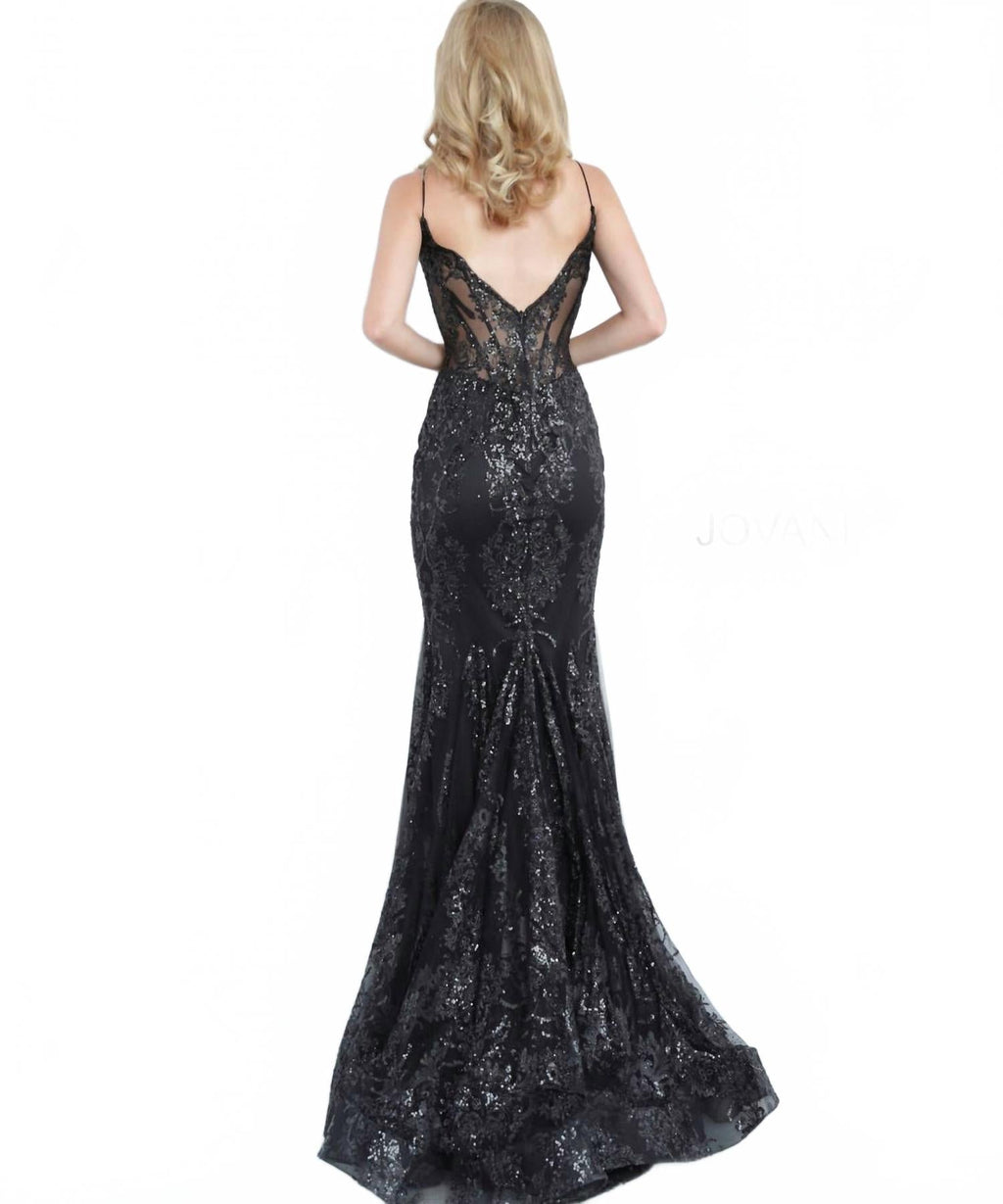Glitter Mermaid Gown In Black