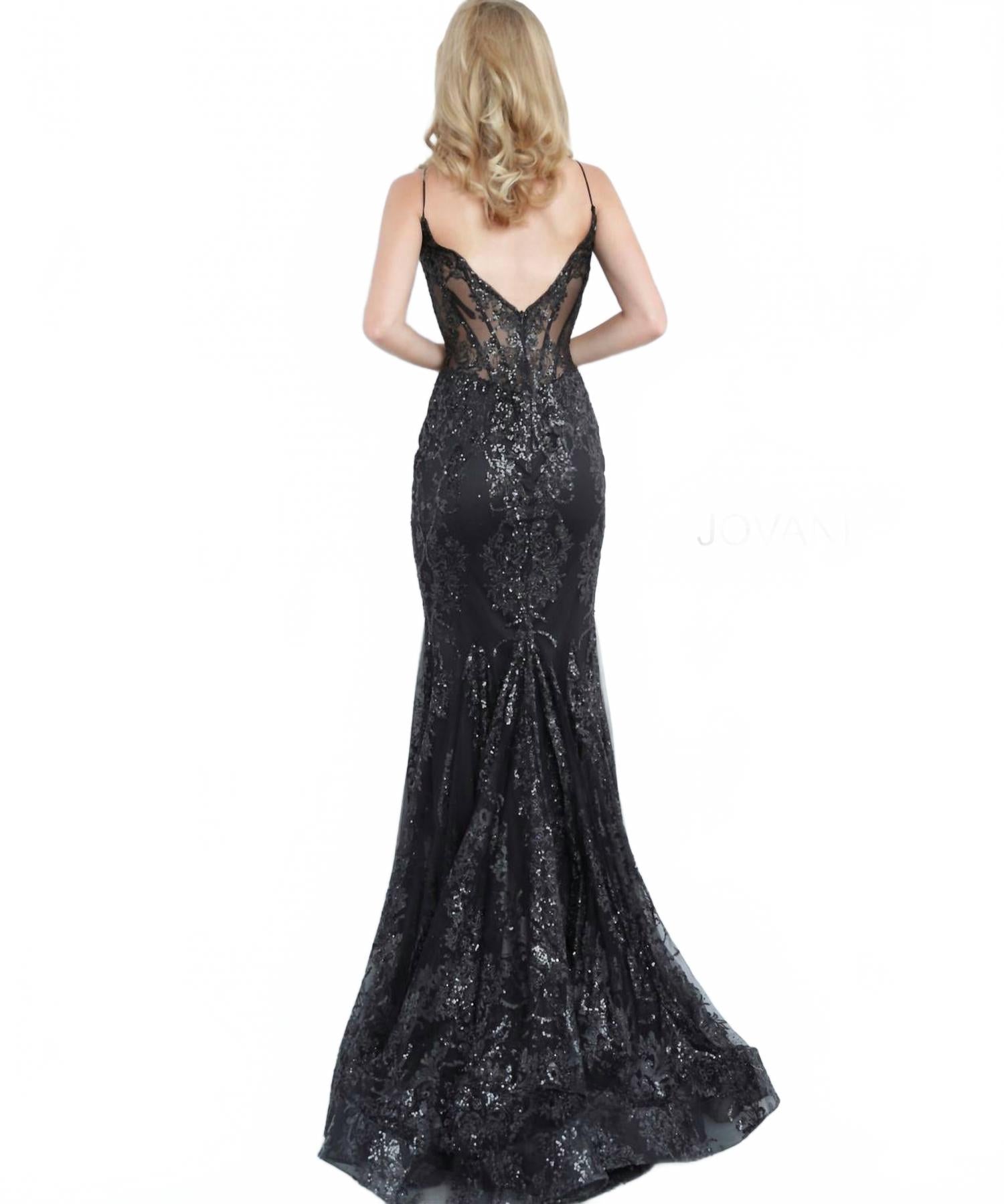 Glitter Mermaid Gown In Black