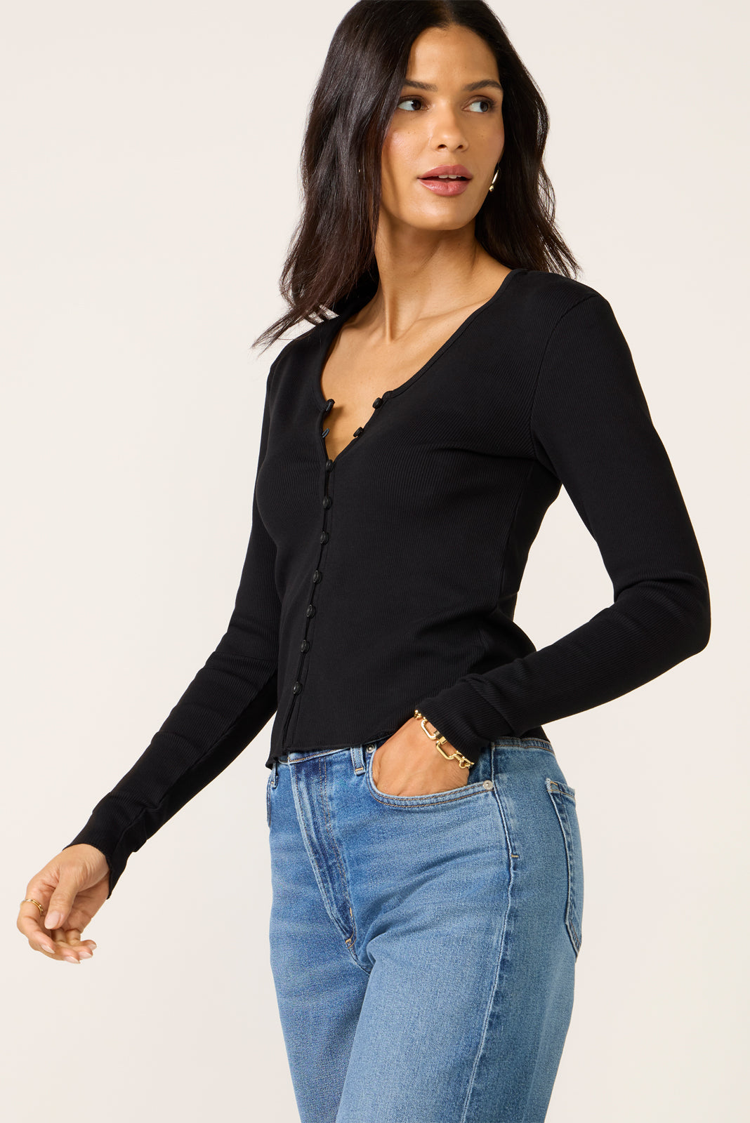 Women's Ribbed Button Up Top