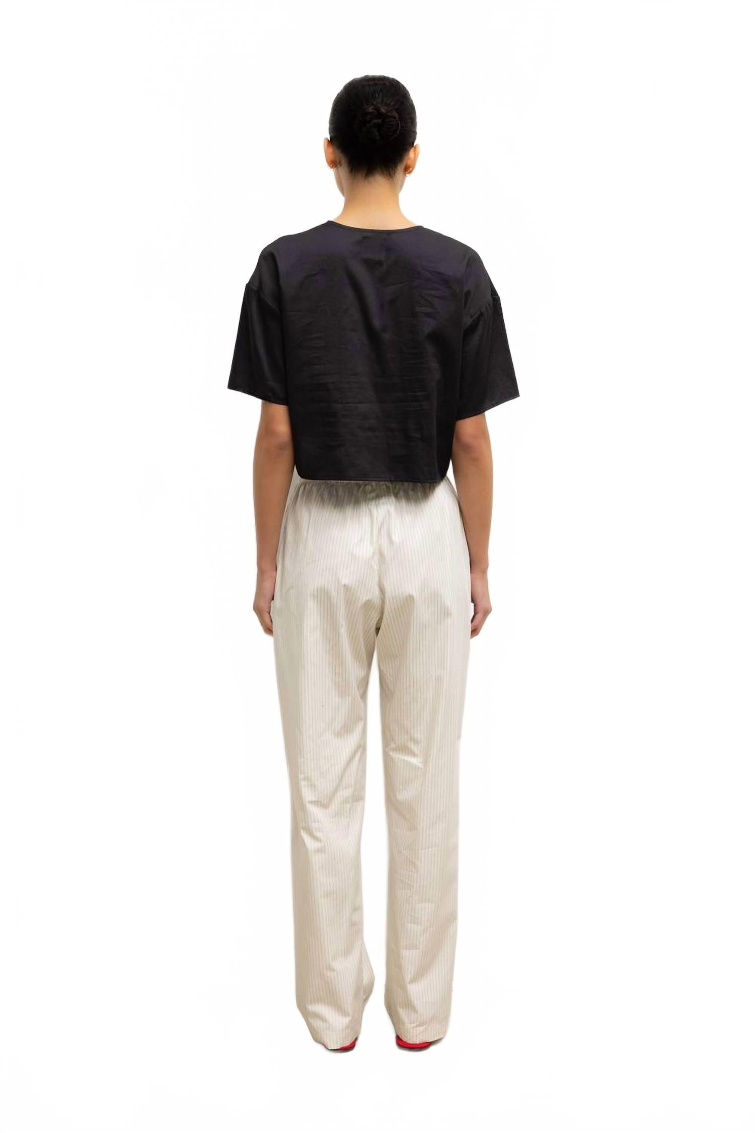 Yoko Tie Cropped Top In Black