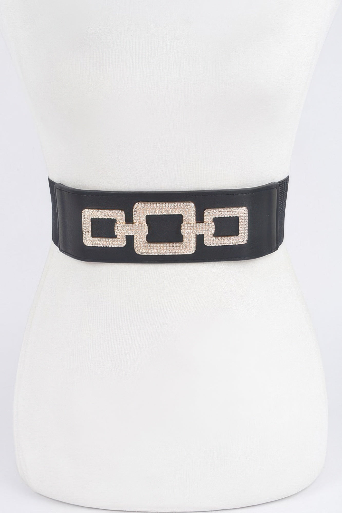 Rhinestone Link Plus Size Elastic Belt