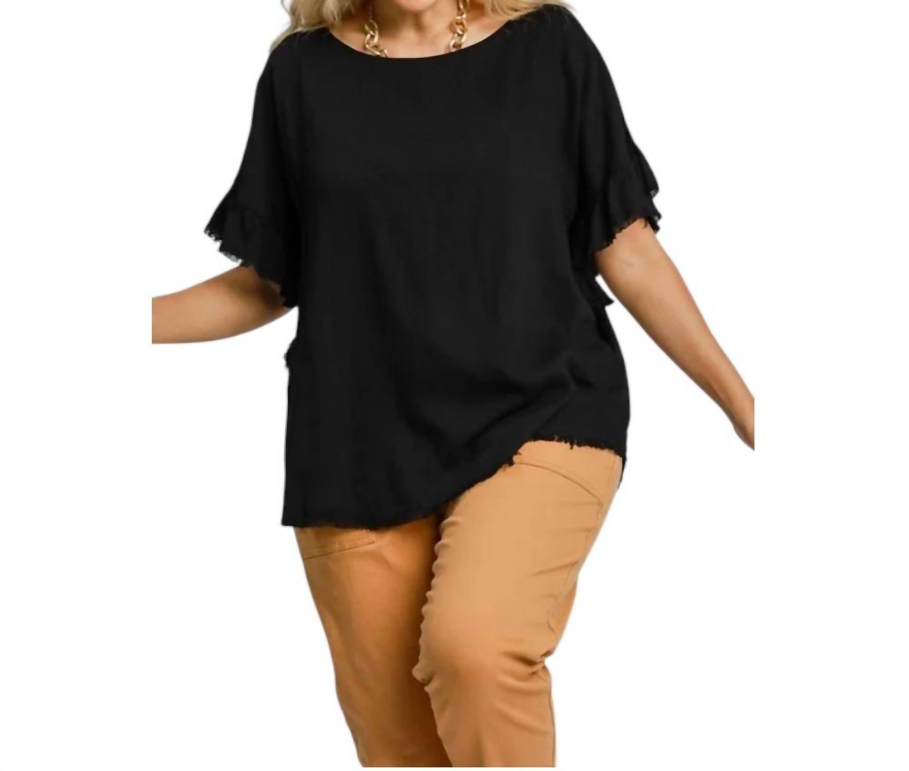 Nothing At All Short Sleeve Top - Plus Size In Black