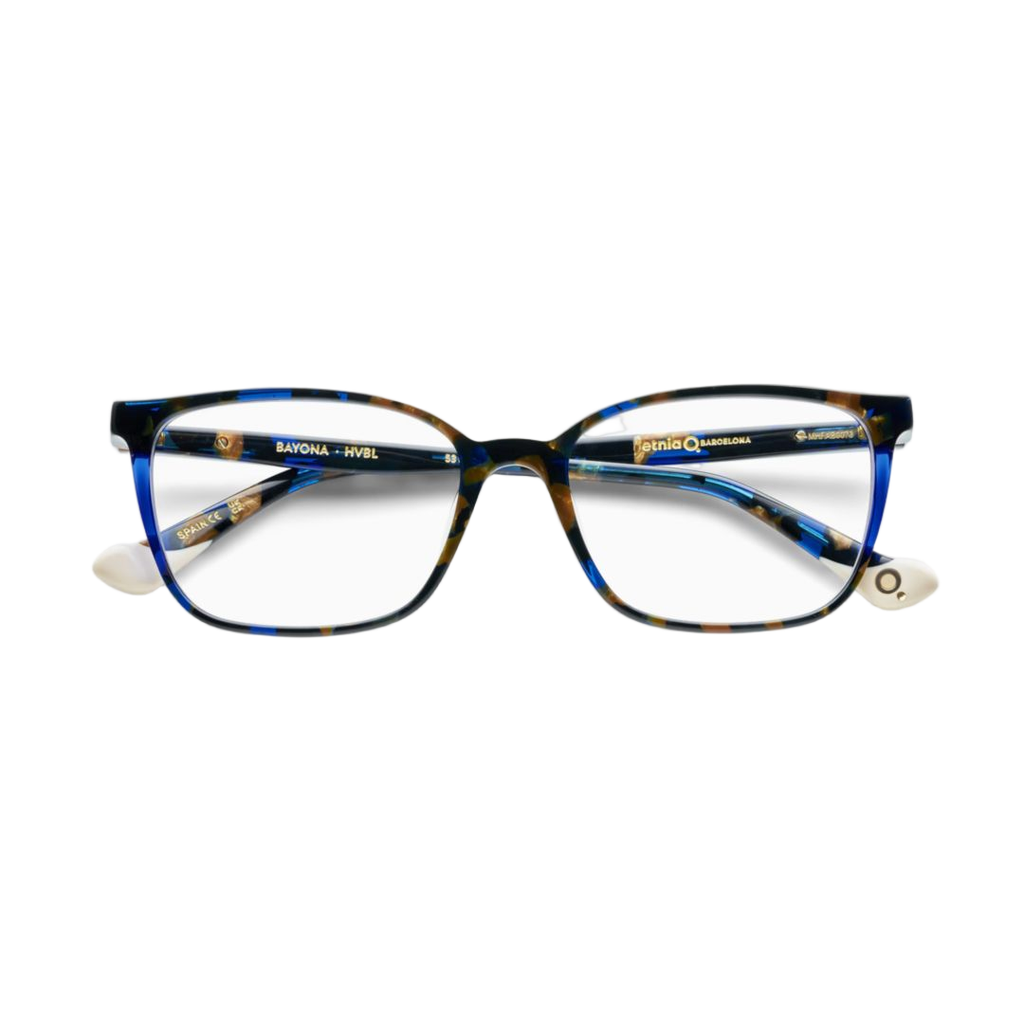 Bayona Rectangular Tortoiseshell and Blue Acetate Eyeglasses