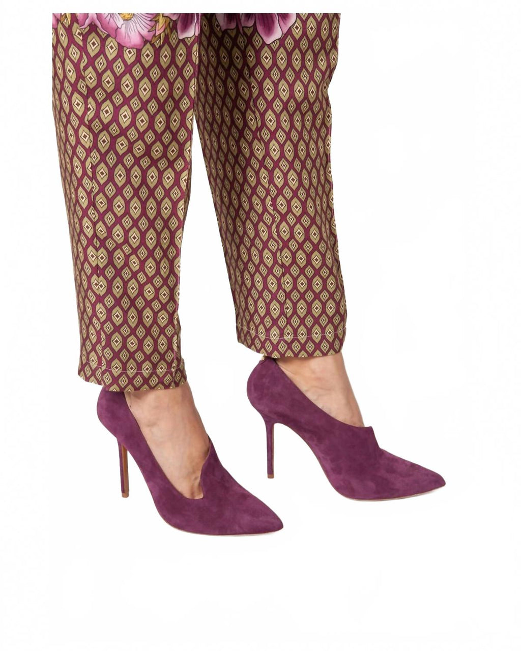 Women's Geo Printed Yoke Pant In Rose