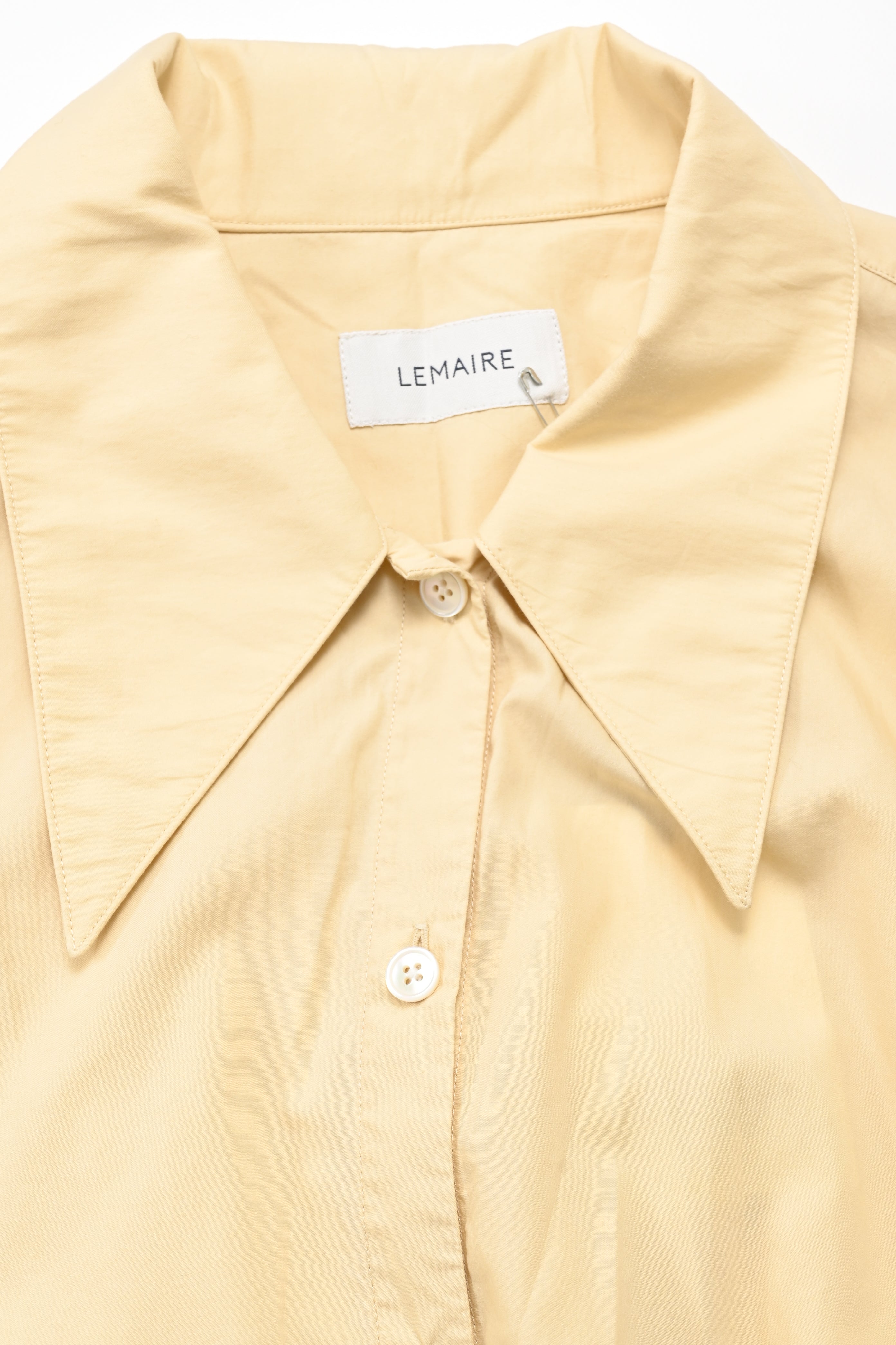 Lemaire Gathered Shirt Dress in Yellow Cotton
