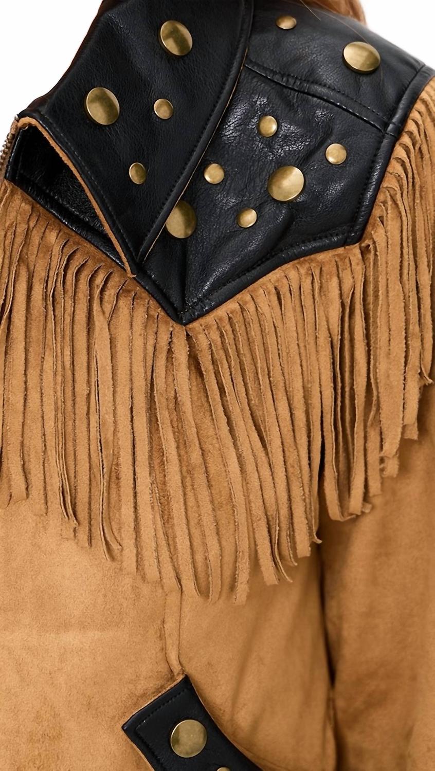 Wilson Faux Suede Jacket In Sepia