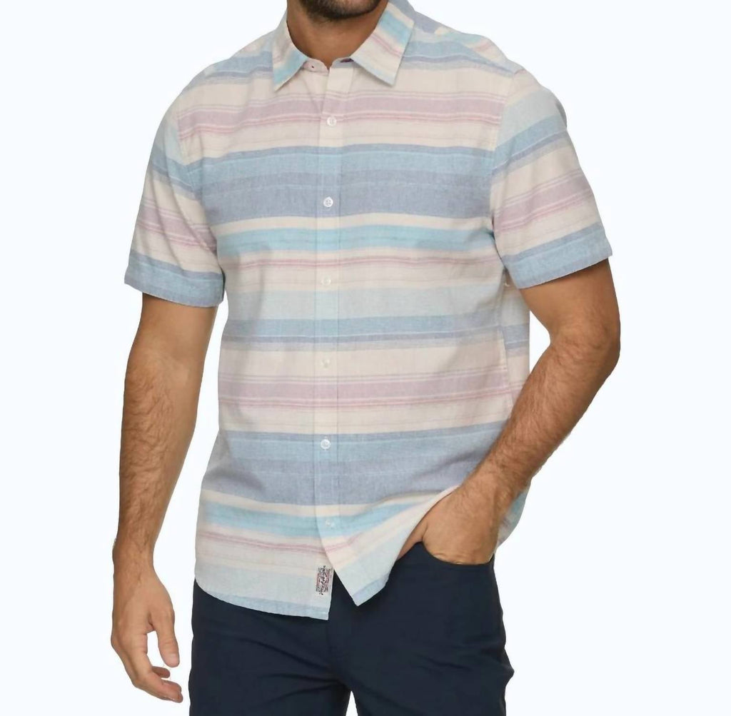 Mason Short Sleeve Striped Shirt In Blue