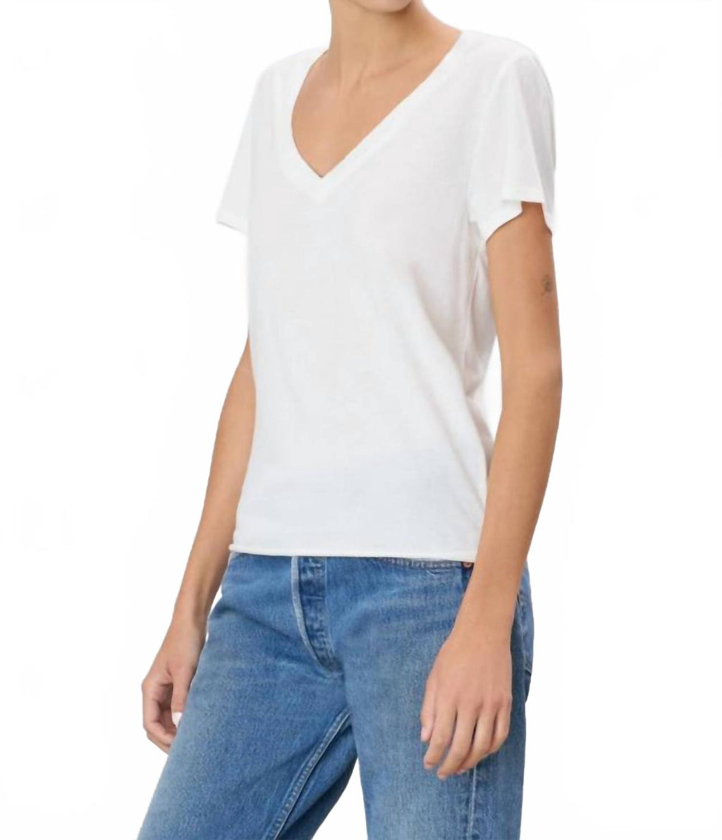 Chloe V-Neck T-Shirt In Ivory