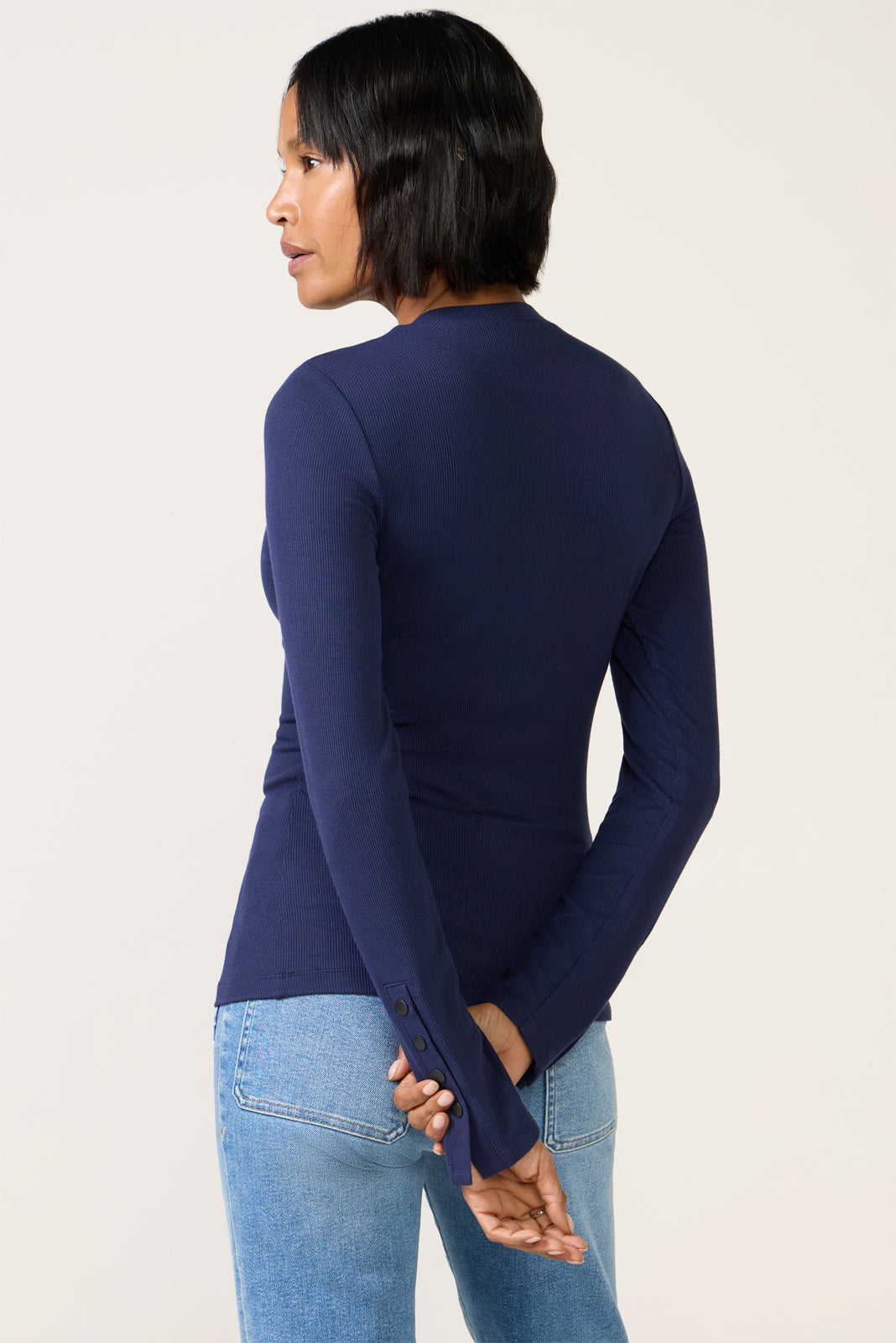 Women's Rilo Ribbed Snap Long Sleeve Top