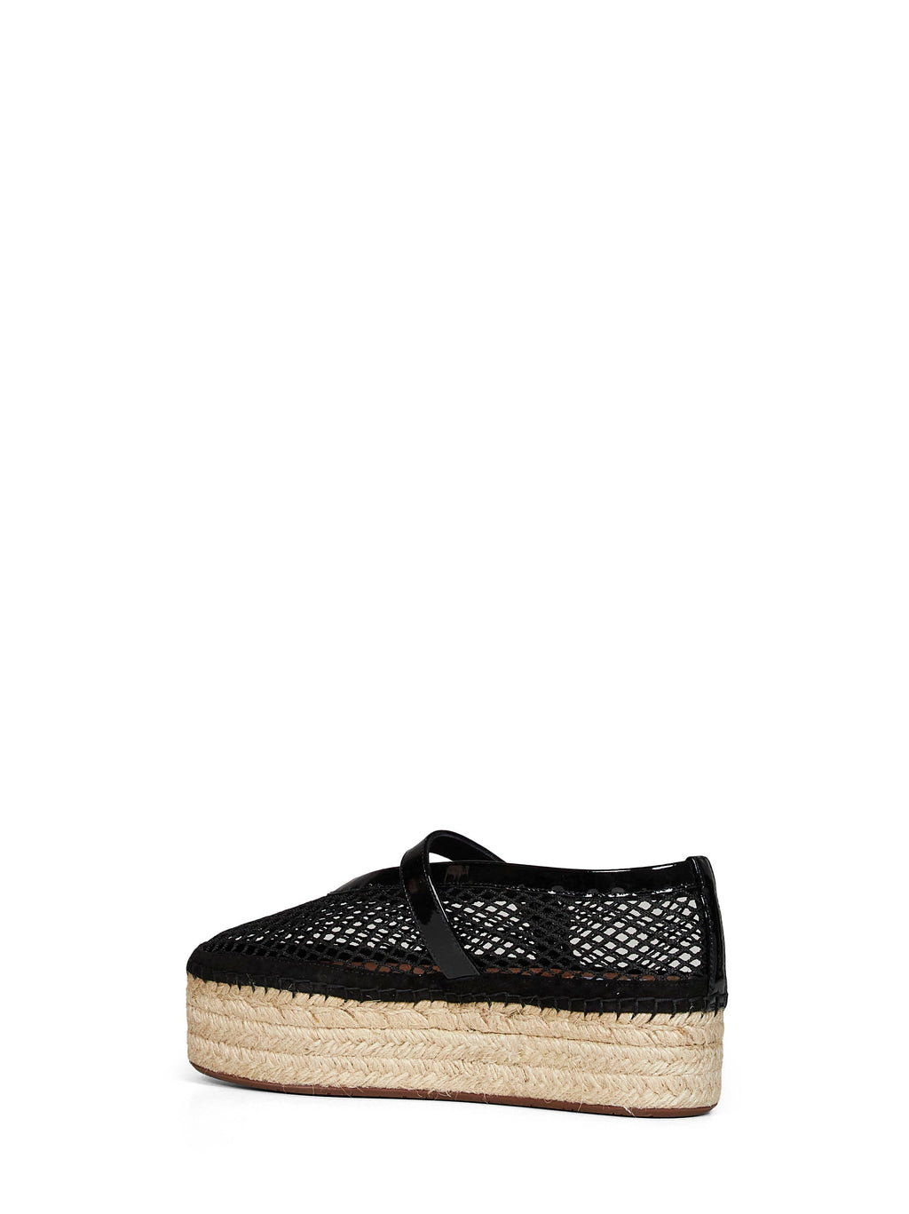 Alaïa Women Black Fishnet And Patent Leather Wedge Espadrilles