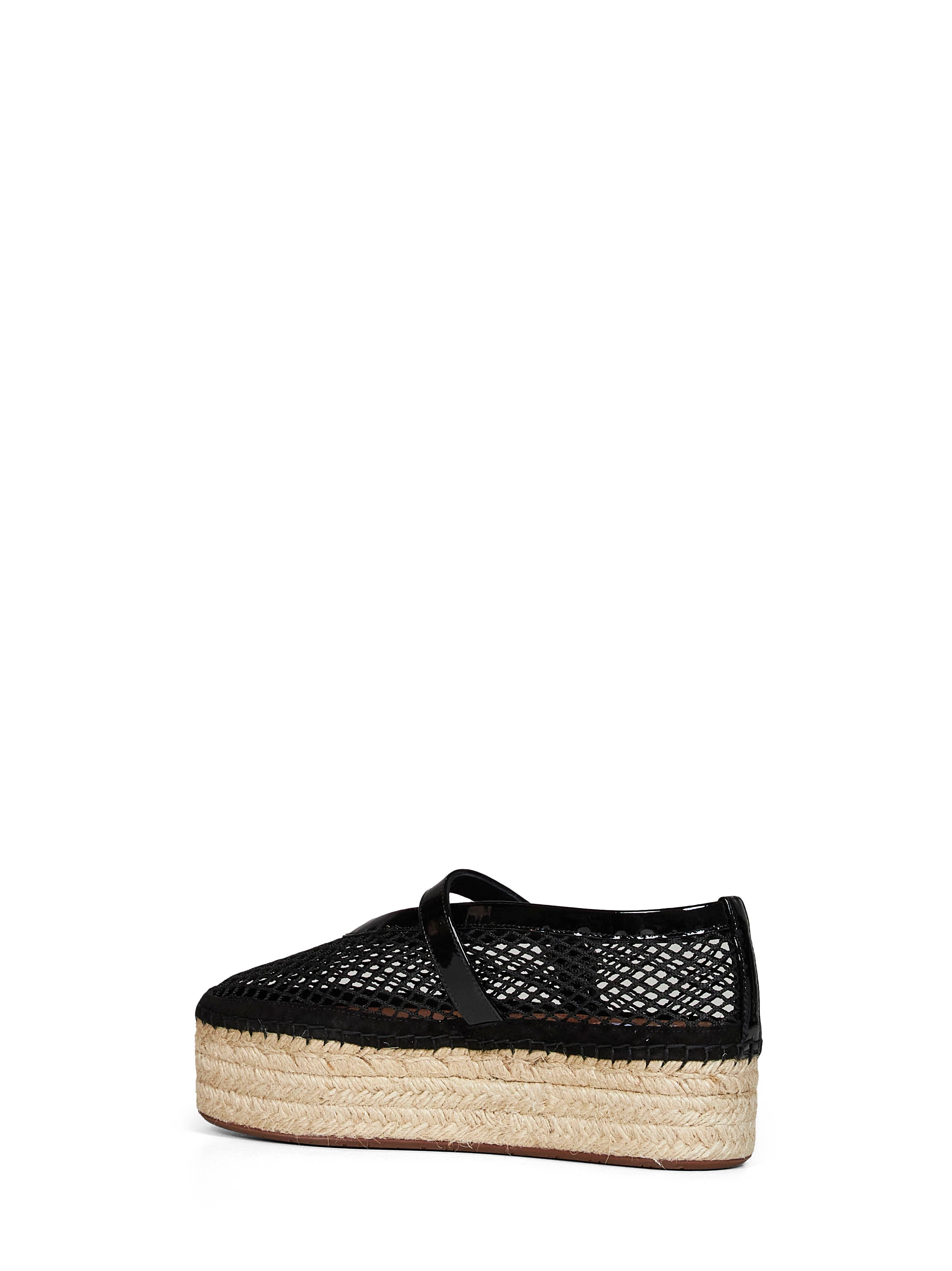 Alaïa Women Black Fishnet And Patent Leather Wedge Espadrilles