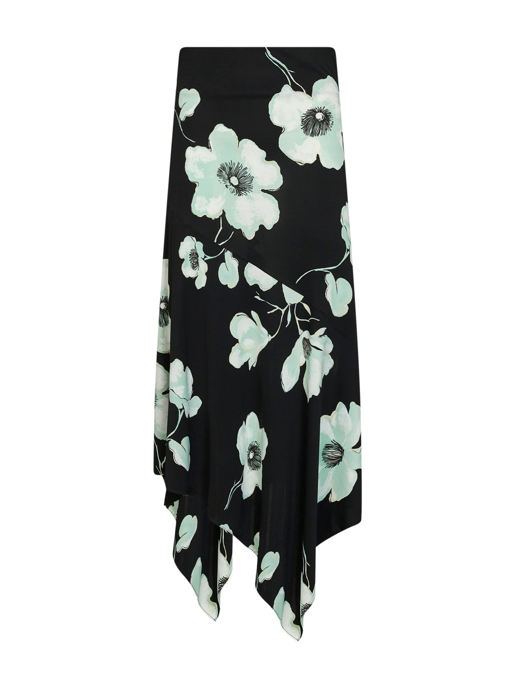 Alaïa Women Black And Aqua Printed Jersey Asymmetric Midi Skirt