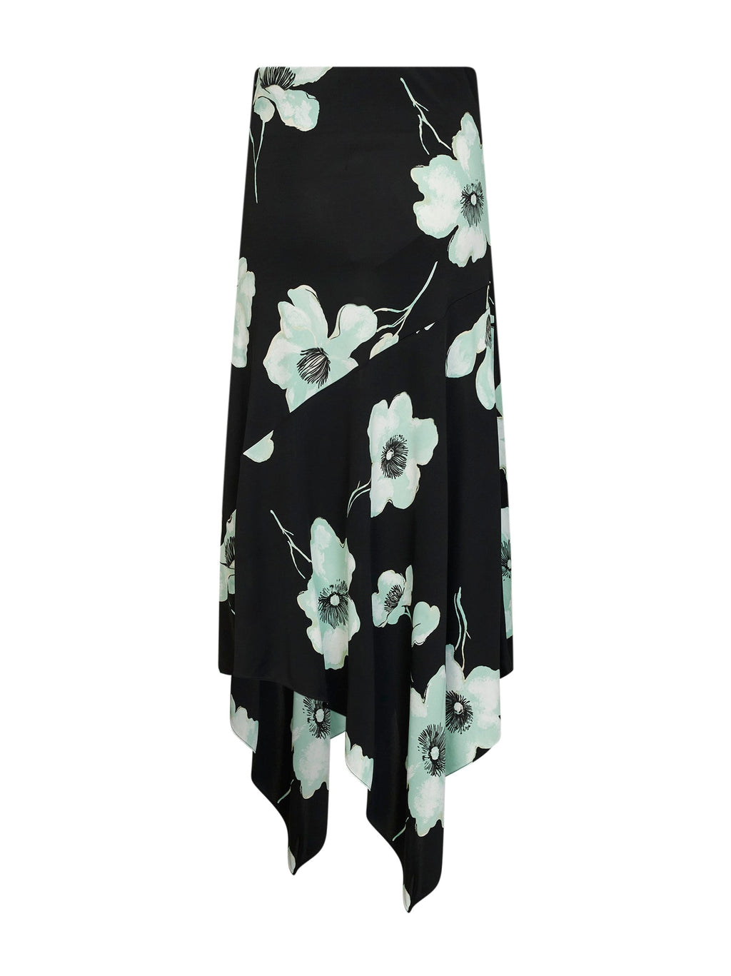 Alaïa Women Black And Aqua Printed Jersey Asymmetric Midi Skirt