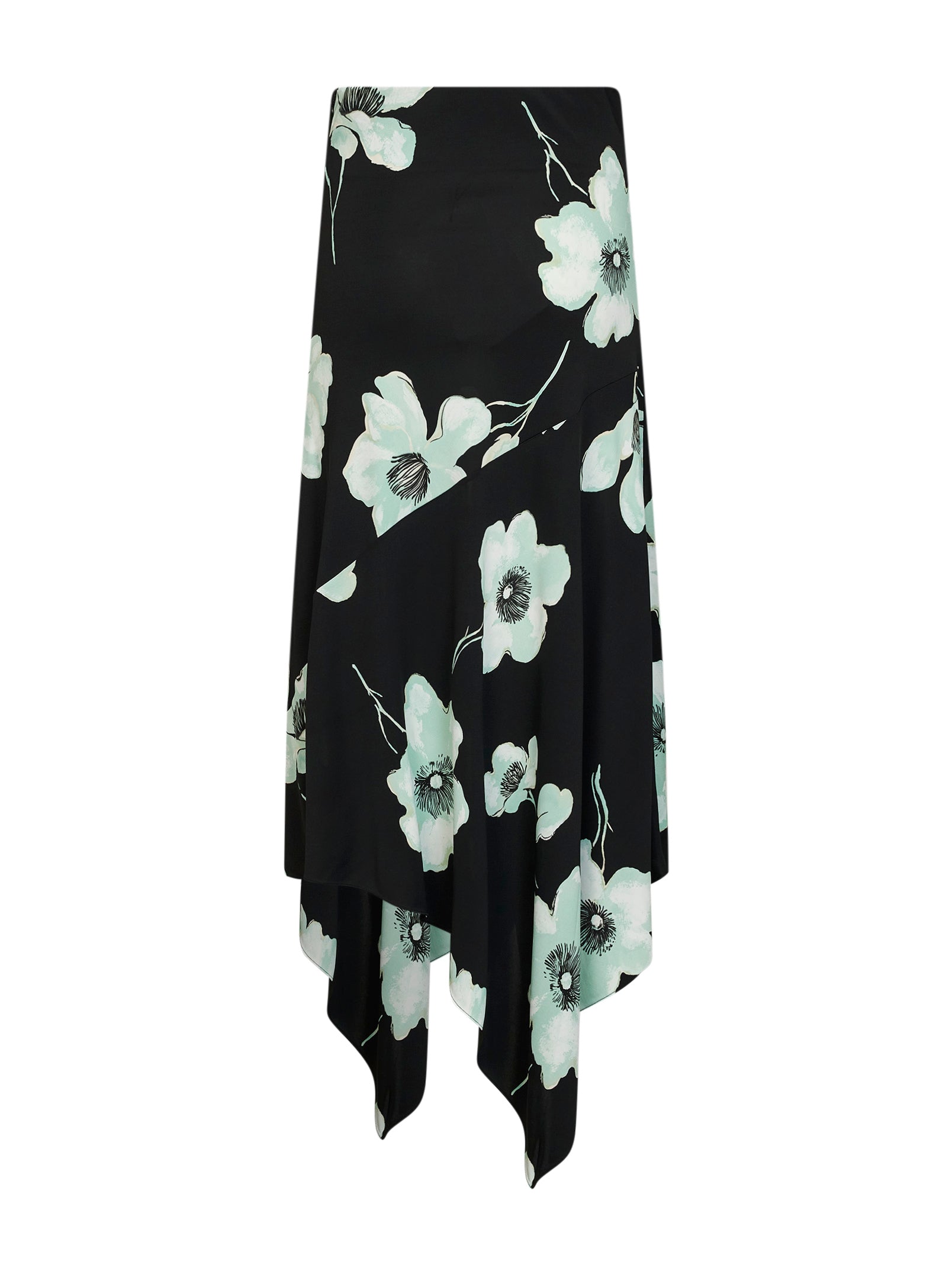 Alaïa Women Black And Aqua Printed Jersey Asymmetric Midi Skirt