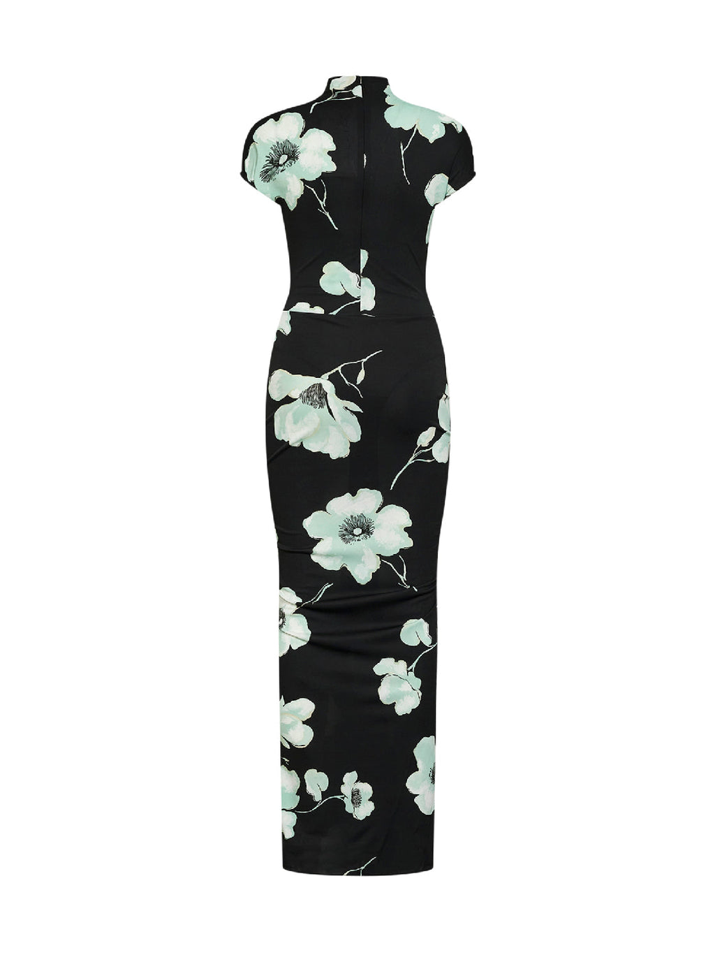 Alaïa Women Black And Aqua Printed Jersey Long Draped Dress