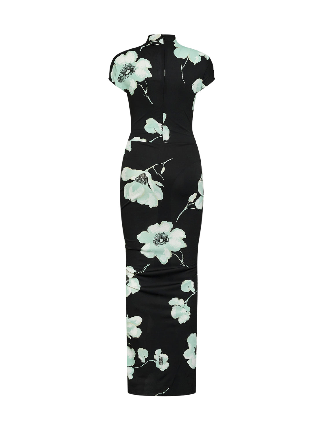 Alaïa Women Black And Aqua Printed Jersey Long Draped Dress