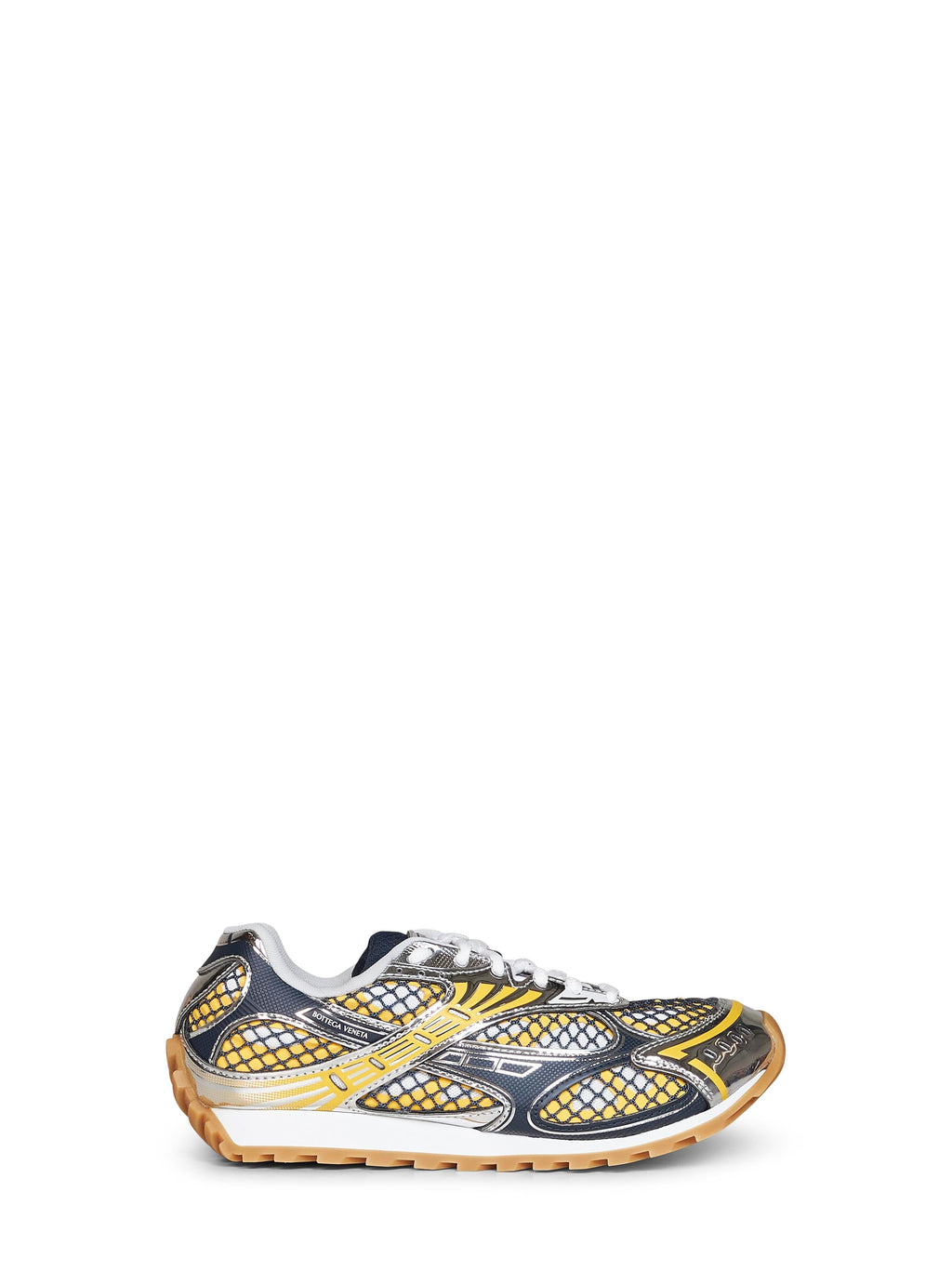 Bottega Veneta Men Taxi Yellow And Denim Technical Fabric And Mesh Orbit Sneakers