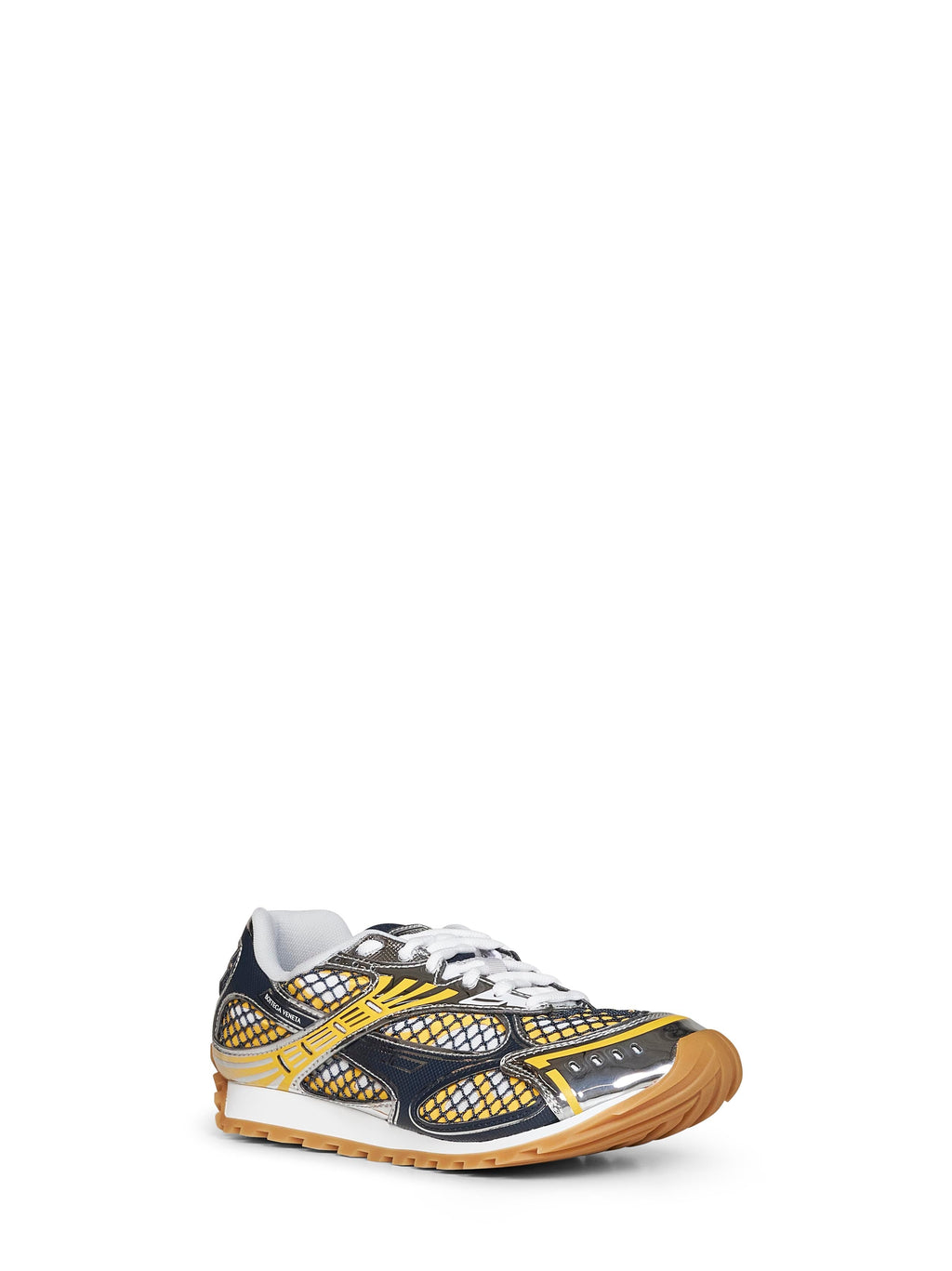 Bottega Veneta Men Taxi Yellow And Denim Technical Fabric And Mesh Orbit Sneakers